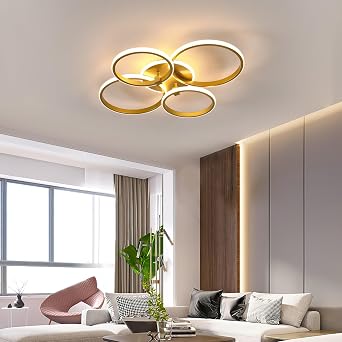 Riserva LED Ceiling Light Dimmable 39W, Round Gold, 3000K-6500K | Ceiling Lamp Modern Metal for Bedroom, Living Room, Dining Room, Kitchen, Corridor [Energy Class E]