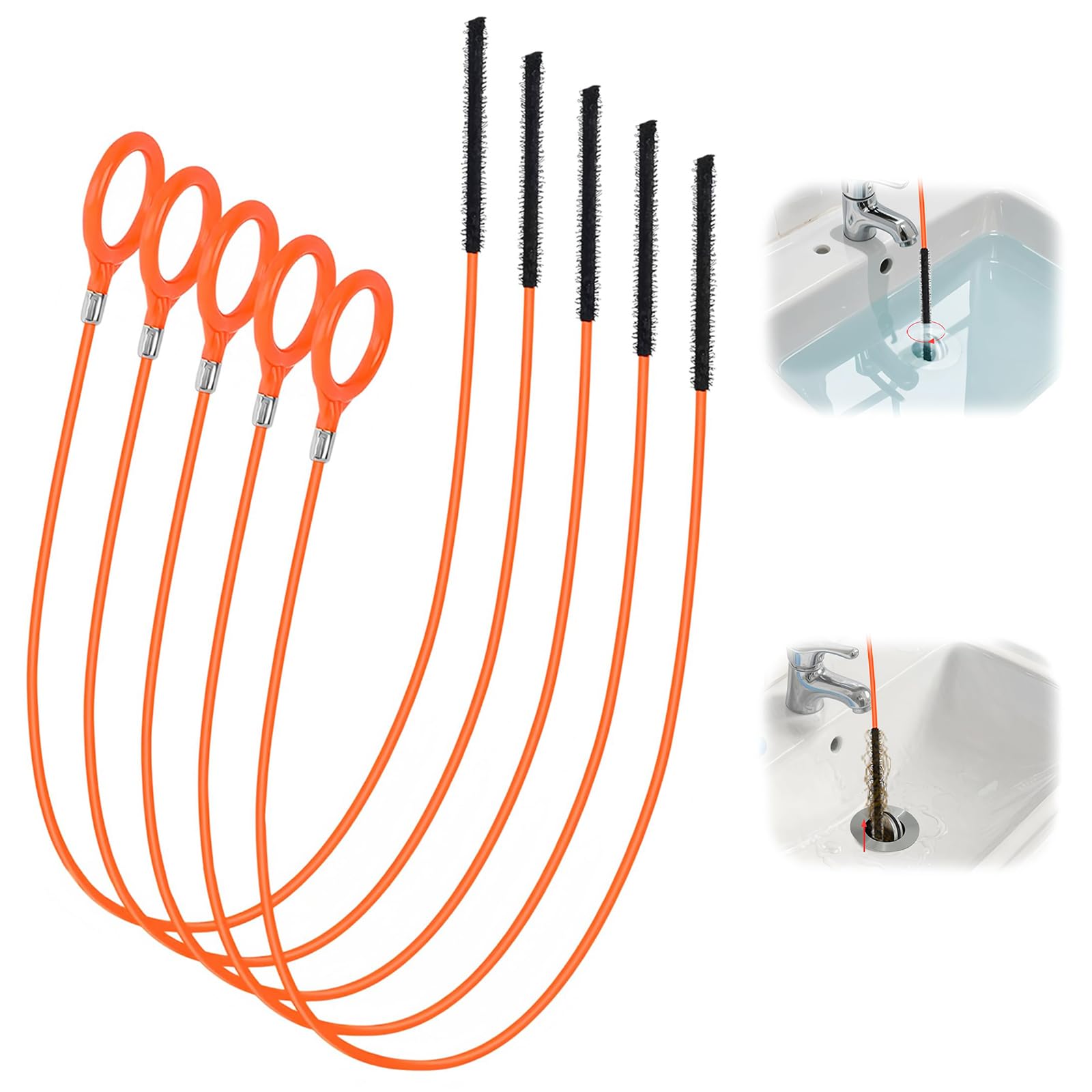 5 Pezzi Sonda Sturatubi, 81 cm Flessibile Stura Lavandini e Scarichi Professionale, Riutilizzabile Spirale per la Pulizia dei Tubi, per Cucina, Bagno e Fogne