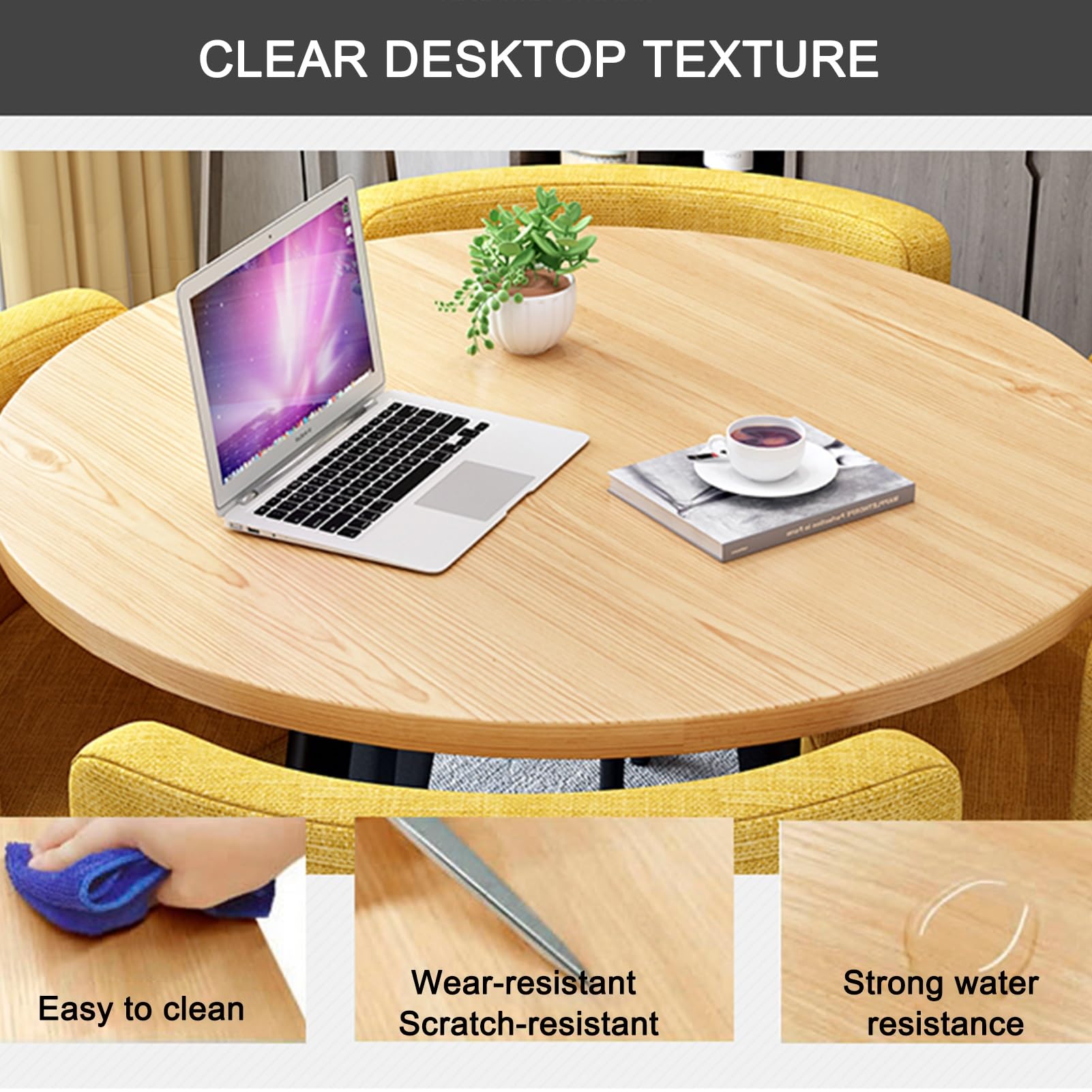 Set di tavolo rotondo da reception color cachi scuro, piccolo tavolo da colazione da bar e tavolino da caffè con sedie, design semplice per ufficio e sale conferenze, tessuto di cotone e lino