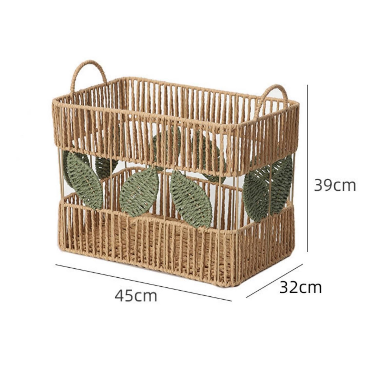 Cesto Portabiancheria con Manici Naturale Cesto Intrecciato a Mano Multiuso Cestino per Camera da Letto, Cesto Portaoggetti In Corda Intrecciata Con Doppie Maniglie - Grande