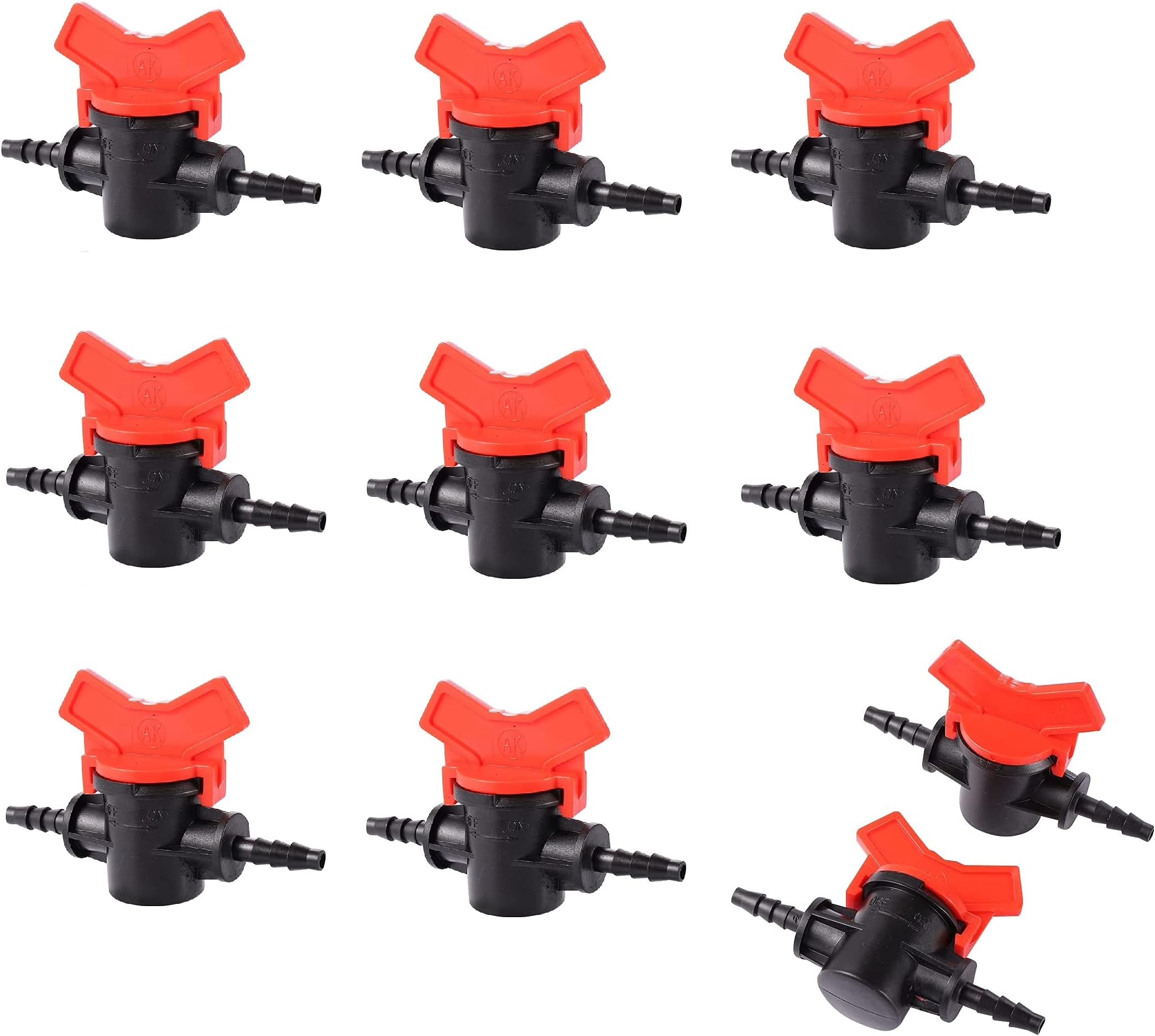 Tigerlily Enterprises 10PCS 4mm Inline Shut Off Valves – Barbed Tap Connectors for 4/7mm Hose – Plastic Water Flow Control for Garden, Aquarium & Agricultural Drip Irrigation Systems