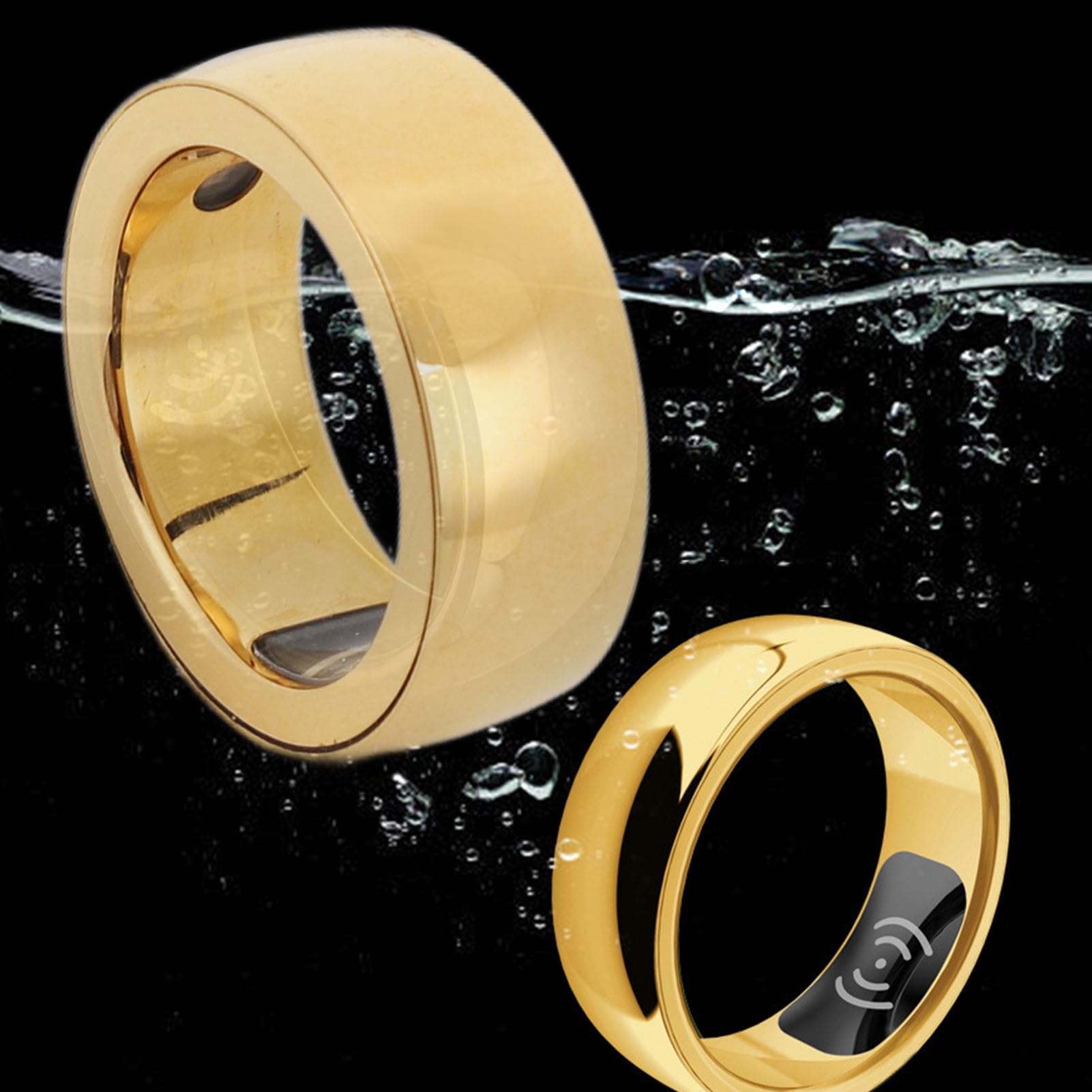 Smart Ring Health Tracker, Contador de Pasos IP68 Anillo de Monitoreo del Sueño Impermeable con Estuche de Carga de Aplicación para Hombres y Mujeres Oro, Diseño de Aleación de