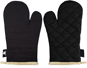 Fire Stone Gant de Four, Cuisine, Noirs, 1 Paire, résistants à la Chaleur jusqu'à 250°C, Produit testé et certifié dans l'UE