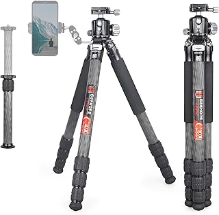 Geehope L220C+QP-36 Carbon Fiber Tripod 1.1"/29.0mm Tube Professional Compact Travel Tripod for DSLR Camera Video Camcorder Load 44lb/20kg with 36mm Low Center Gravity Ball Head Short Center Column