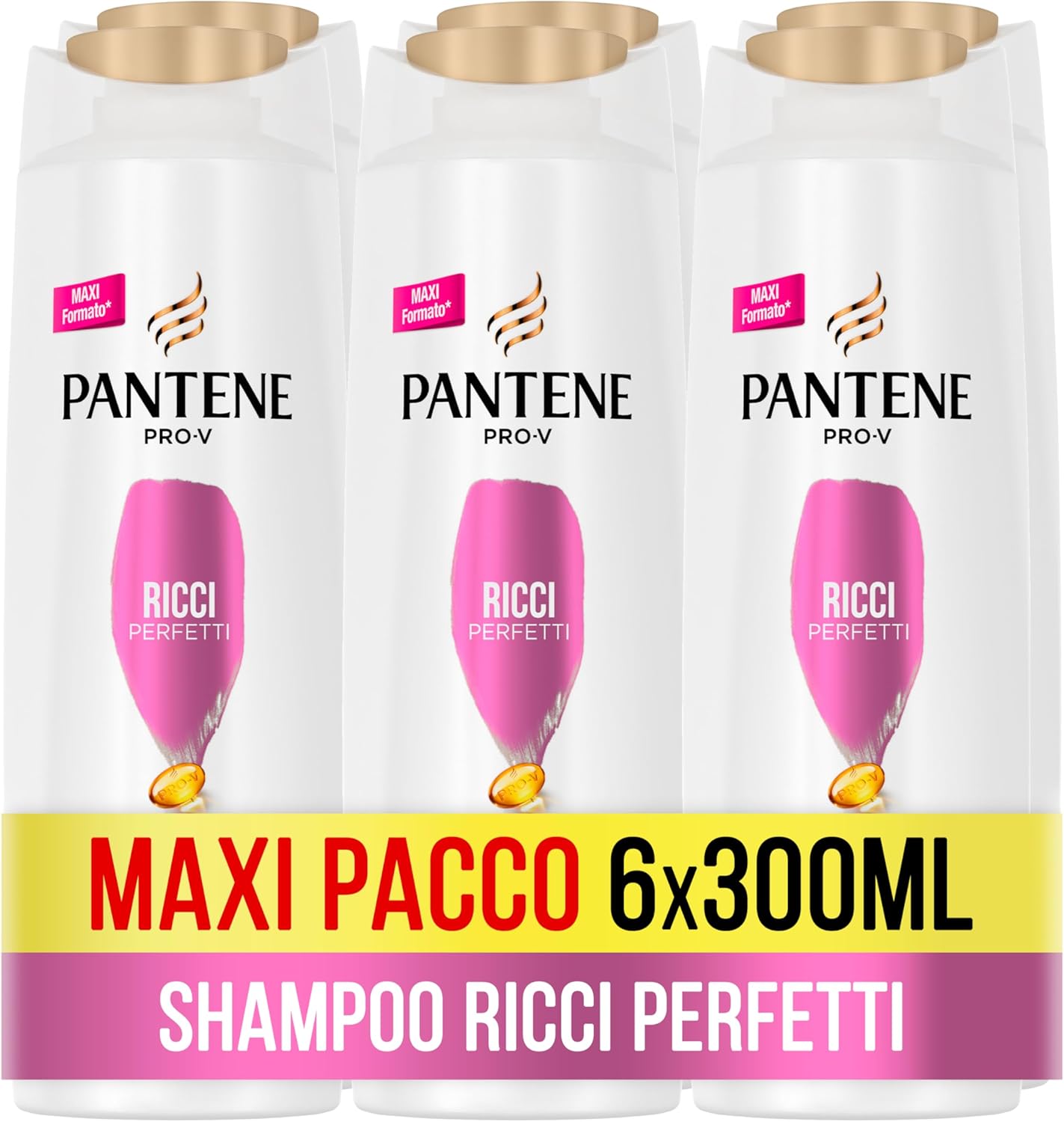 Pantene Shampoo Pro-V Ricci Perfetti, per Capelli Ricci Definiti, per Crespi e Ribelli, Capelli Luminosi e Corposi, Maxi Formato da 6 x 300 ml - Immagine 1