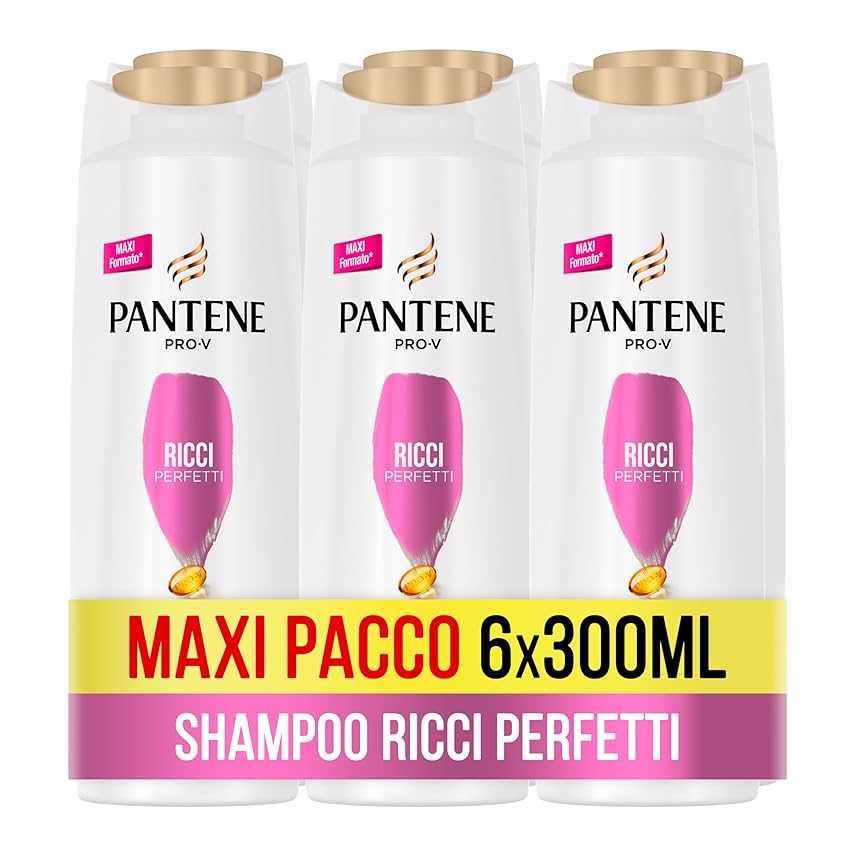 Immagine del prodotto Pantene Shampoo Pro-V Ricci Perfetti, Shampoo per Capelli Ricci, Ricci Definiti, per Ricci Crespi e Ribelli, Capelli Luminosi e Corposi, Maxi Formato da 6 x 300 ml
