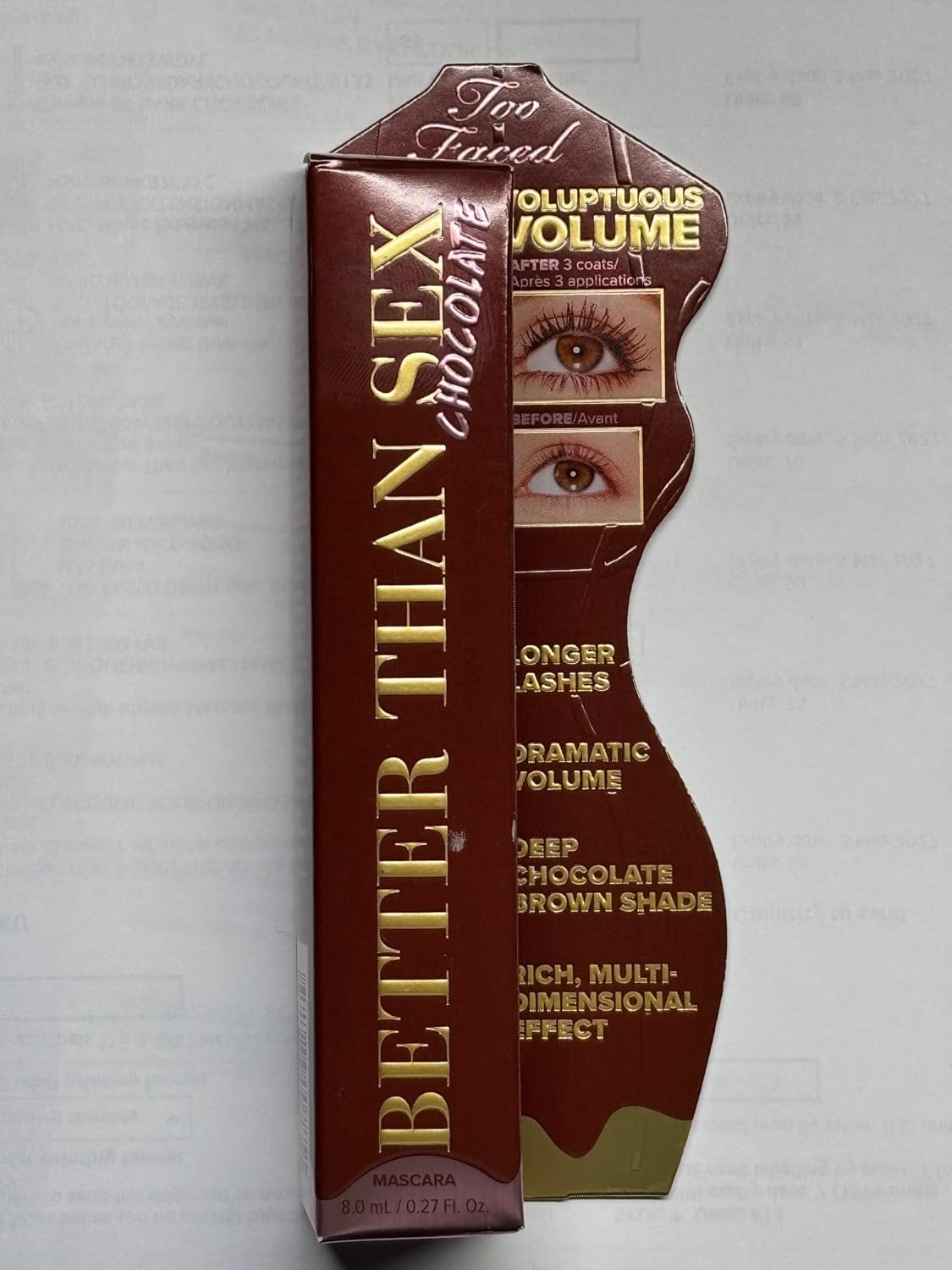 Too Faced ORIGINAL | BETTER THAN SEX | Volumizing & Lengthening Lash Mascara | 10ml | (CHOCOLATE, 10ml (Pack of 1))