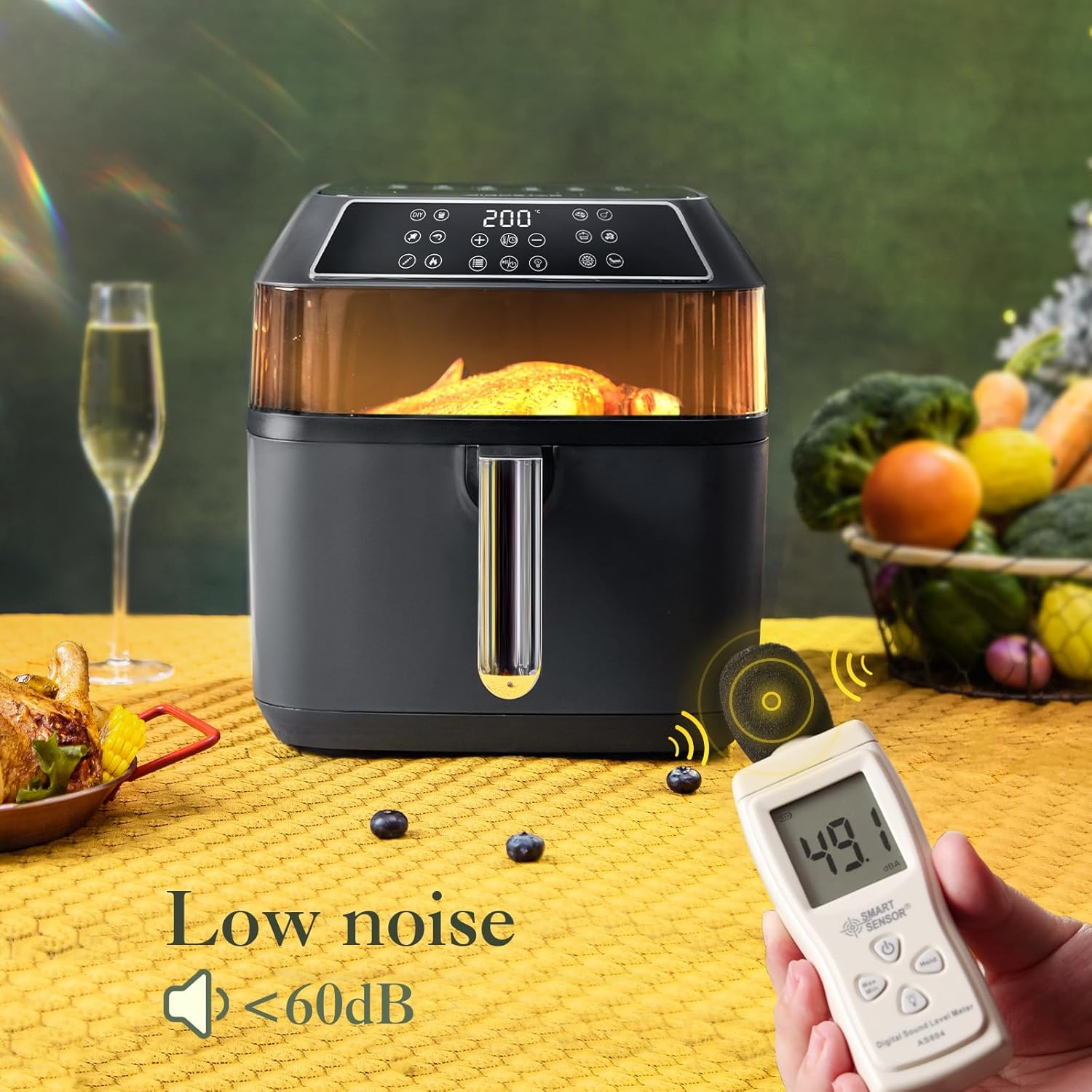 Aigostar Zane Air Fryer with low noise level indicated