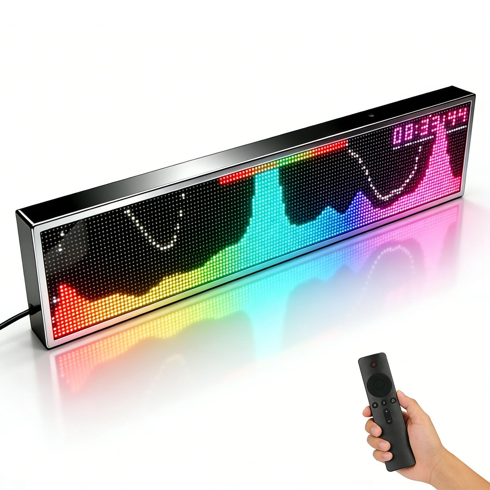 Musik-Spektrumanalysator mit Digitaluhr - 36-Modus-LED-Audiovisualisierer mit 16-Farben-RGB-Display, 9 Schwebeffekte für Dekoration am Schreibtisch, Gaming-Setup, Heimkino L