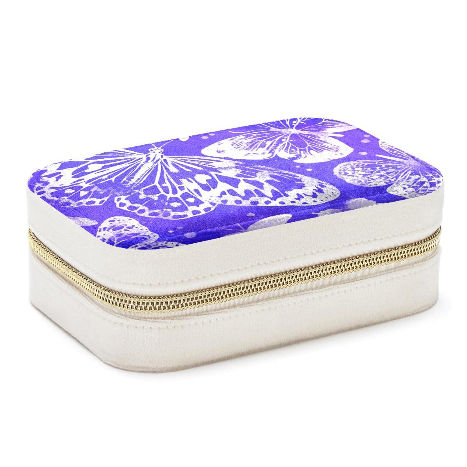Boîte à bijoux voyage anti-nœud violette : coffret de rangement compact papillon