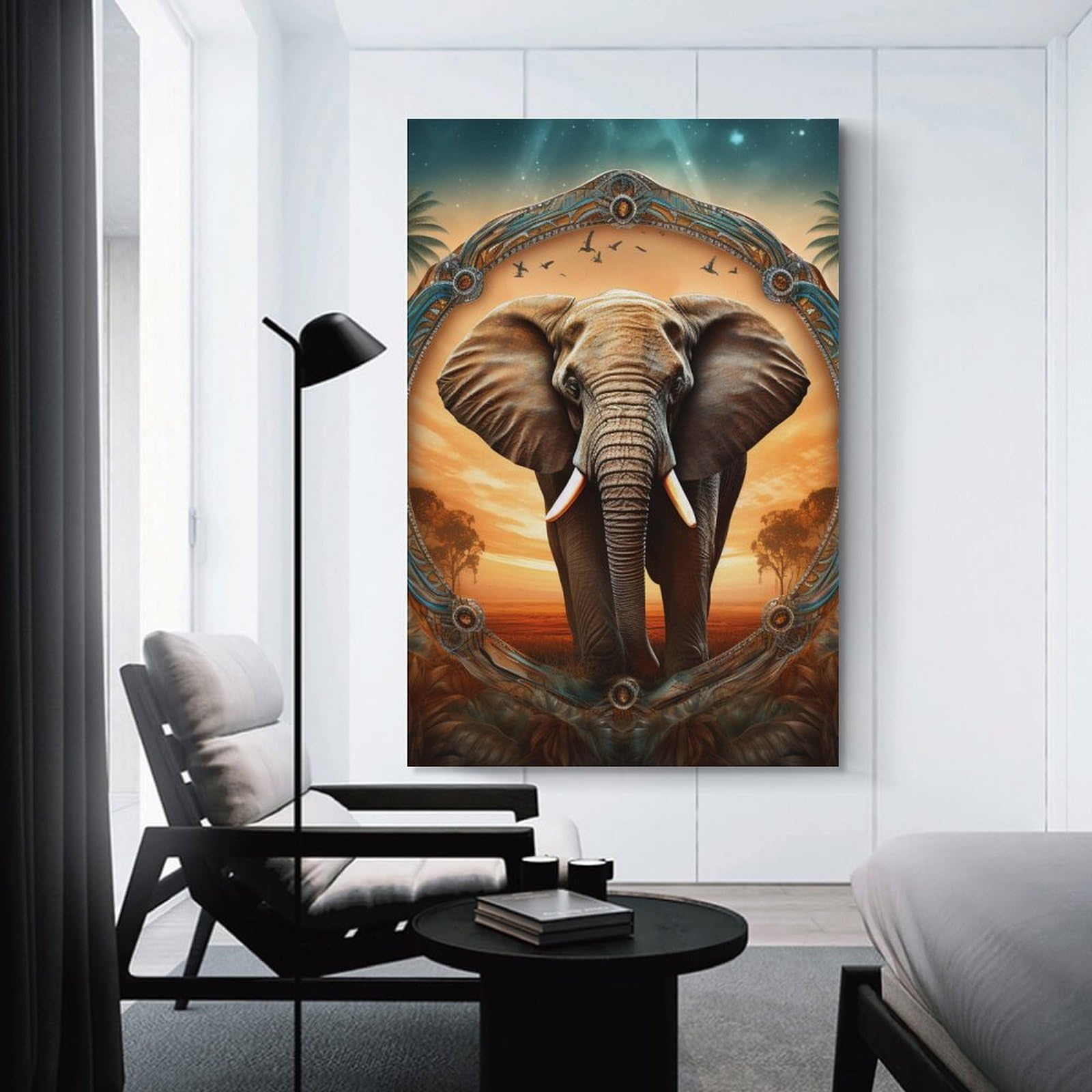 Junmoney Unframe-Style-20 Jungle Elephant Artwork Room Decor Wall Art 20X30inch(50X75cm), For Entrance Walls, Hall Decor Or Foyers, A Neat Decor Update For Hallways