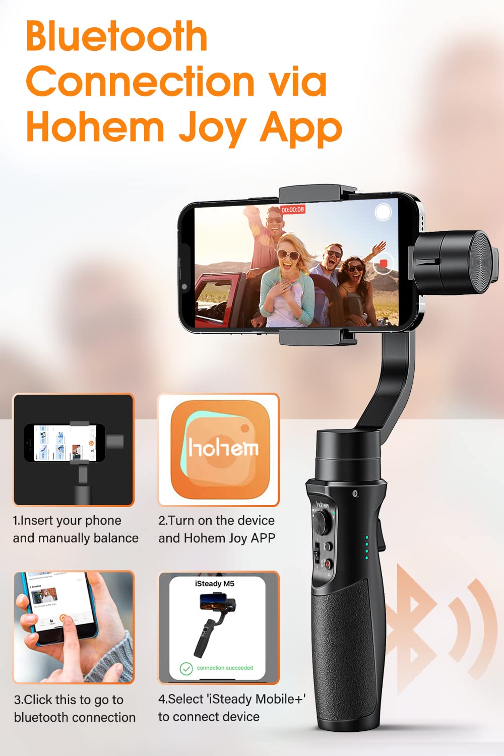 Hohem iSteady Mobile Plus Stabilisateur de cardan à 3 Axes pour iPhone XS Max Gimble pour Galaxy S10+