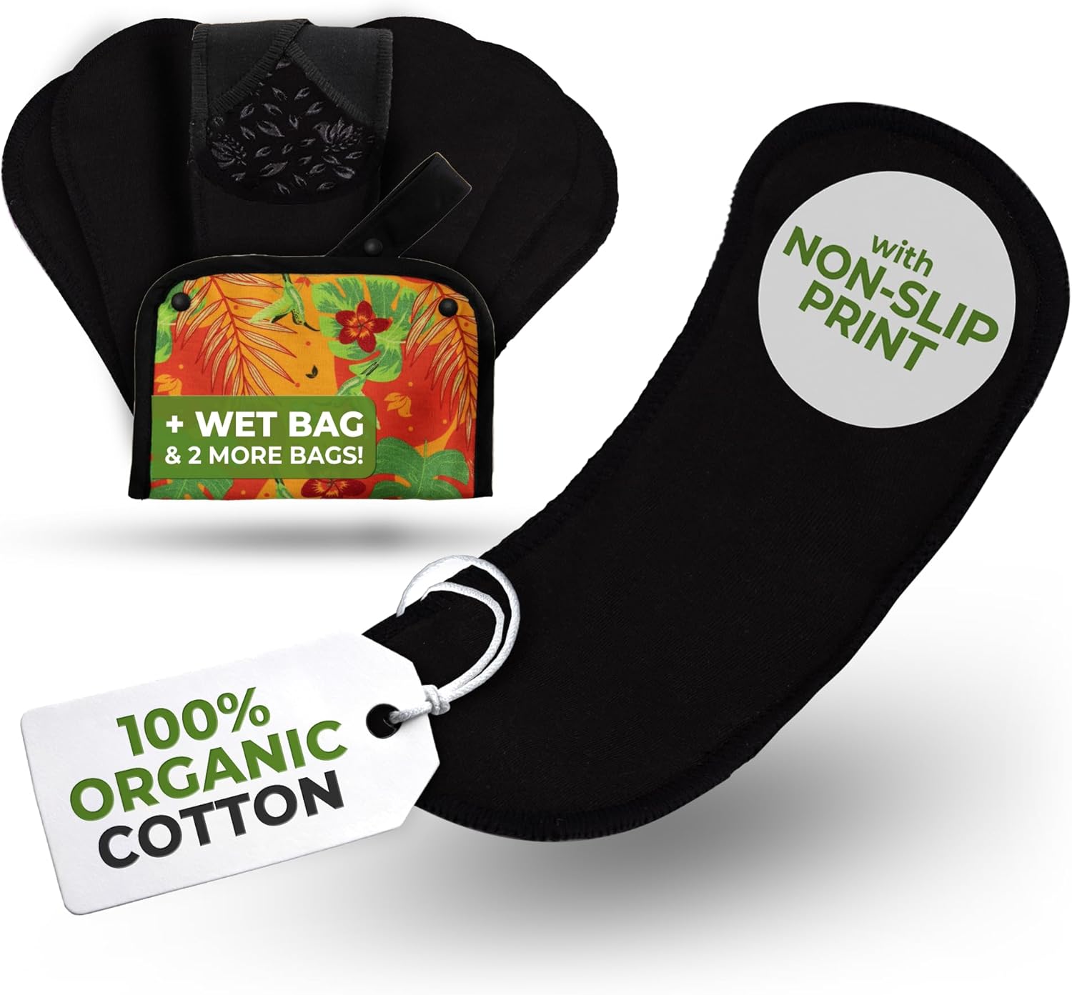 Non-Slip Premium Reusable Panty Liners for Women & Teens (S, 7-Pack); High-Temp Washable Organic Cotton Cloth Liners; Stay Fresh & Dry, for Daily Vaginal Discharge Only; 100% Breathable (no PUL/TPU)