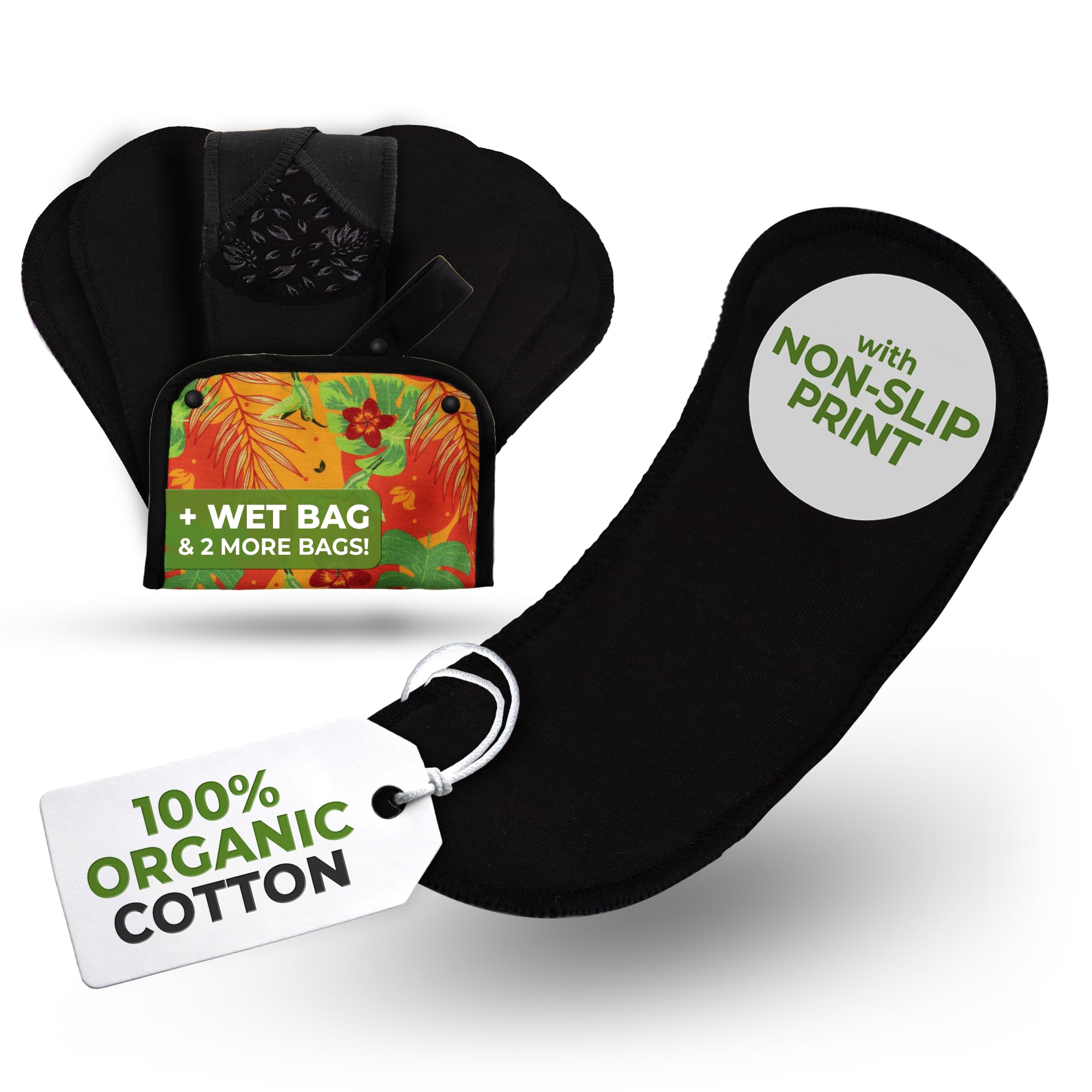 Organic Cotton Reusable Panty Liners for Women & Teens (Small, 7-Pack); High-Temp Washable Cloth Liners Made in EU; Stay Fresh & Dry, for Daily