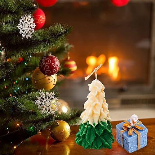 Miniatura 7 de TOPYS Paquete de 2 moldes para velas, molde de vela en caja pequeña 3D y molde de silicona para árbol de Navidad, molde de caramelo de chocolate