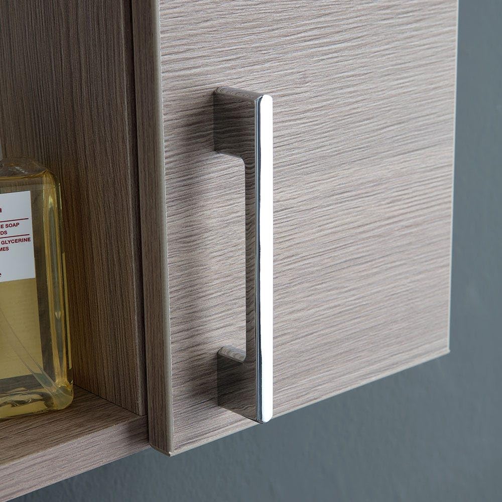 Kiamami Valentina - Specchio Bagno Contenitore 77Cm 2 Pensili Rovere Fumo