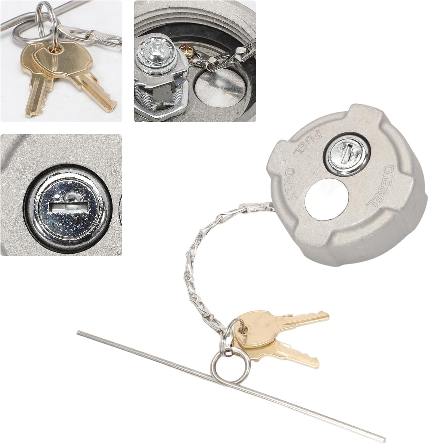 Fuel Cap Diesel 2 3/8" Locking With Rubber Leak-Proof Gasket and Key Compatible with Freightliner M2 Semi Small Box Trucks FTA-C-13 From 2002 to the present