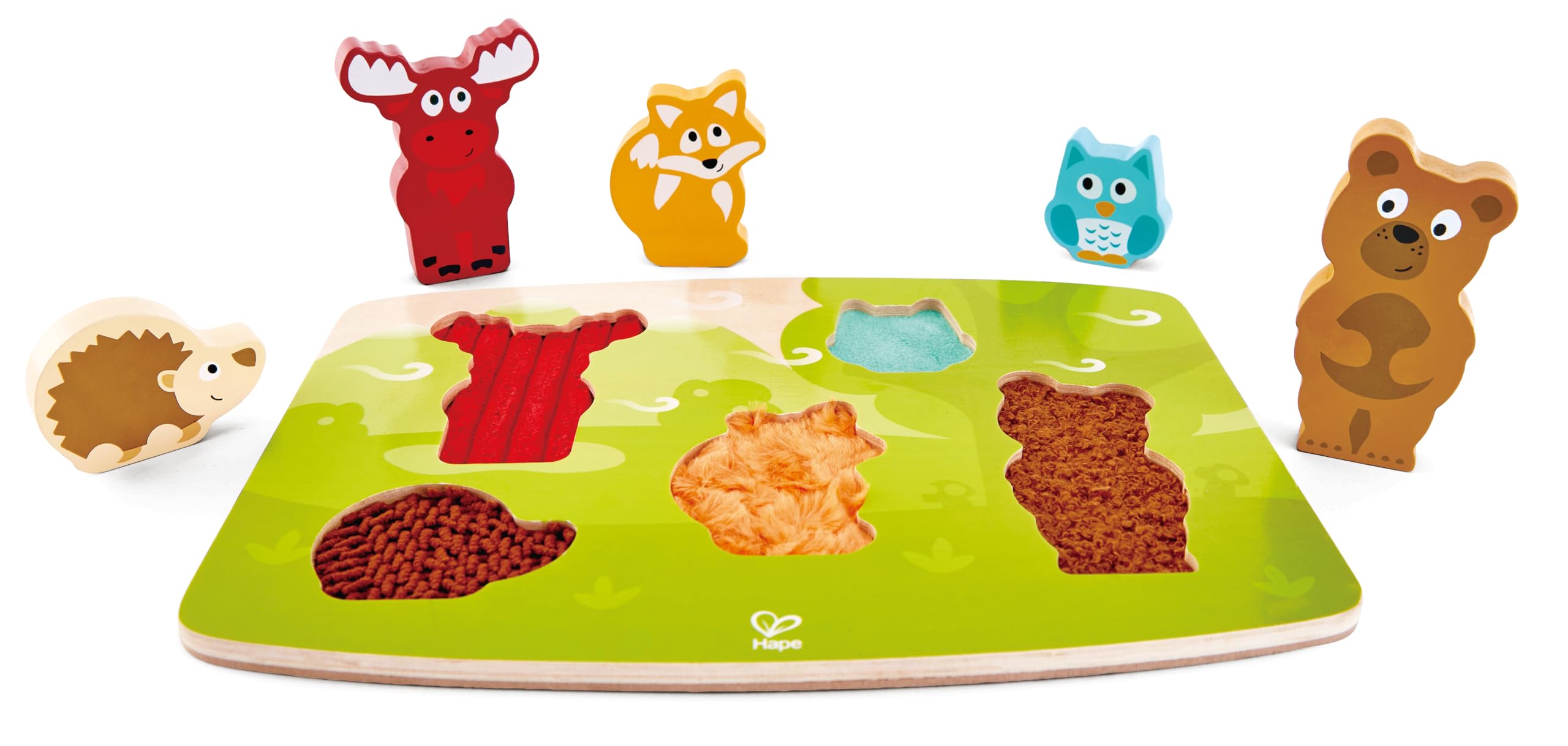 Hape Forest Animal Tactile Puzzle | Wooden Jigsaw Puzzle | Forest Animals Block Puzzle | For 2 Years +