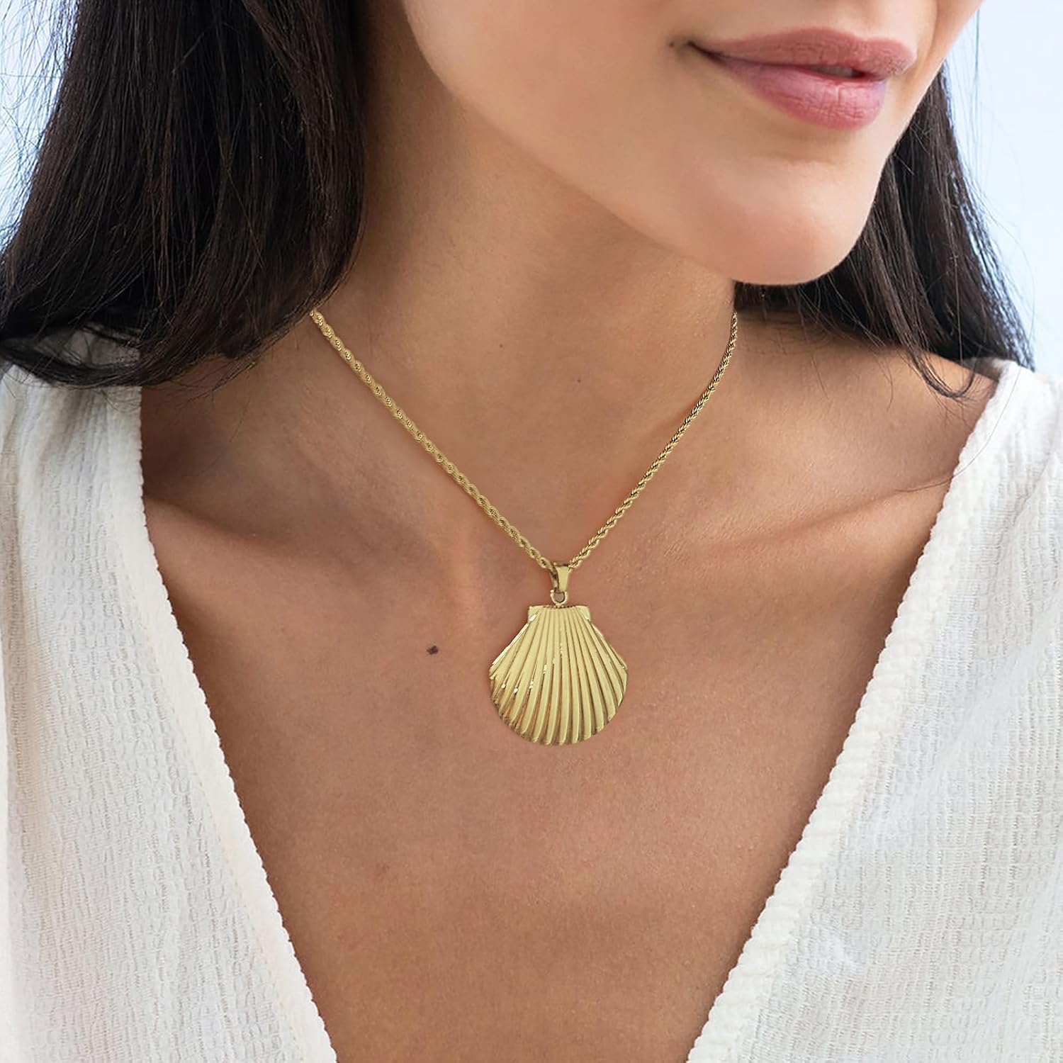 WOWORAMA Gold Necklace for Women Boho Spiral Conch Shell Necklace Starfish Necklace Vintage Ocean Sea Shell Choker Pendant Necklace Adjustable Summer Beach Jewelry - Image 8