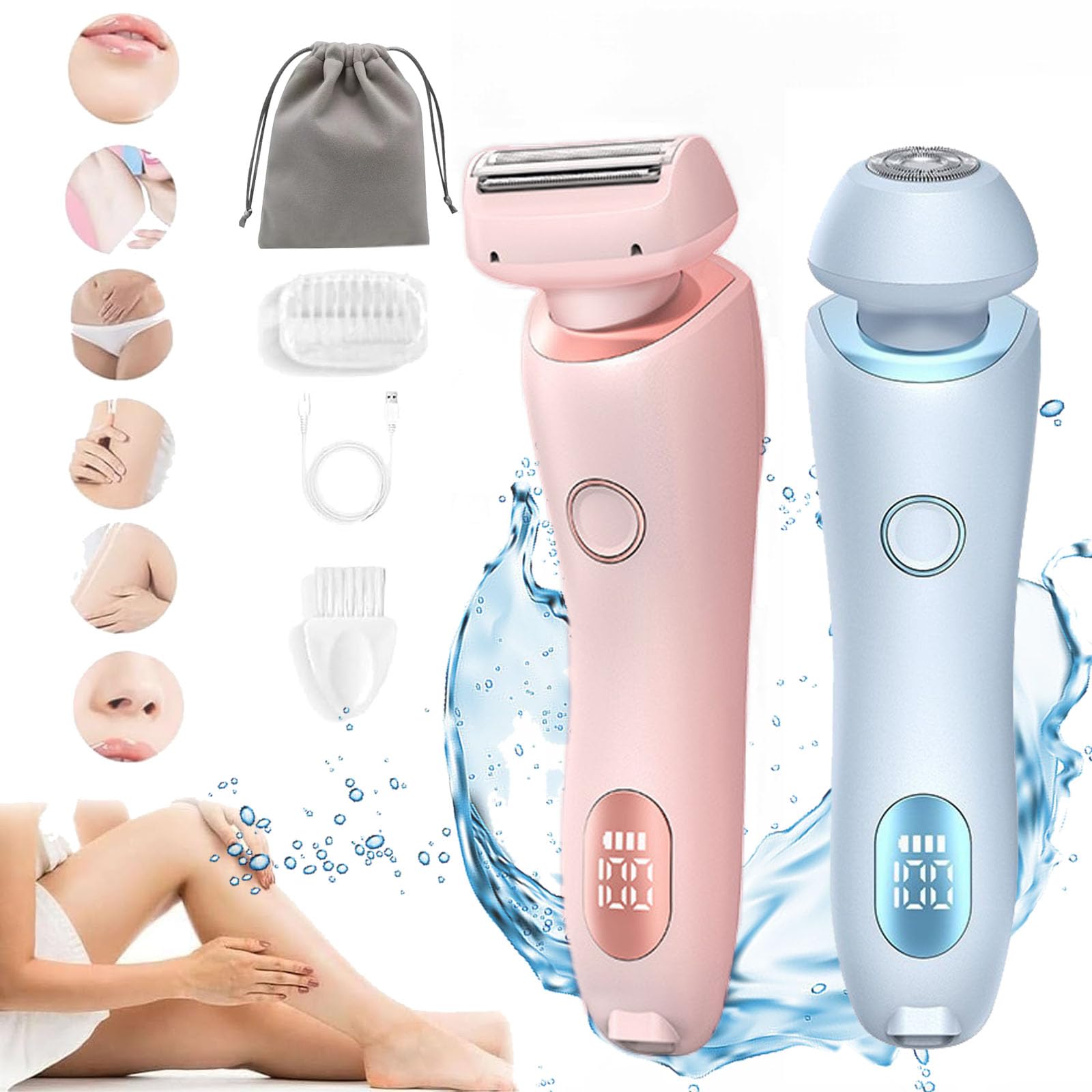 The Glide Pro 3.0 maszynka do golenia dla kobiet, maszynka do golenia Dusk Collection, 2 w 1, elektryczna golarka dla kobiet, delikatna dla skóry, do nóg, ramion, pod pachami, bikini, 2 szt