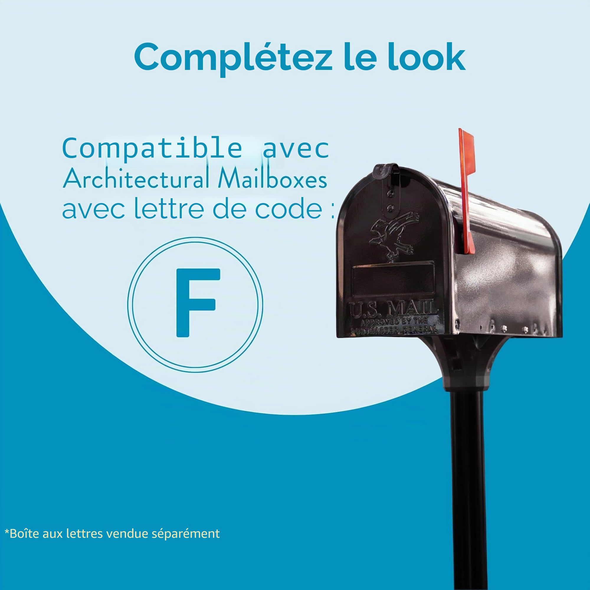 Architectural Mailboxes Coolidge 7511B-10 Poteau de boîte aux lettres en acier galvanisé Code de compatibilité F Noir