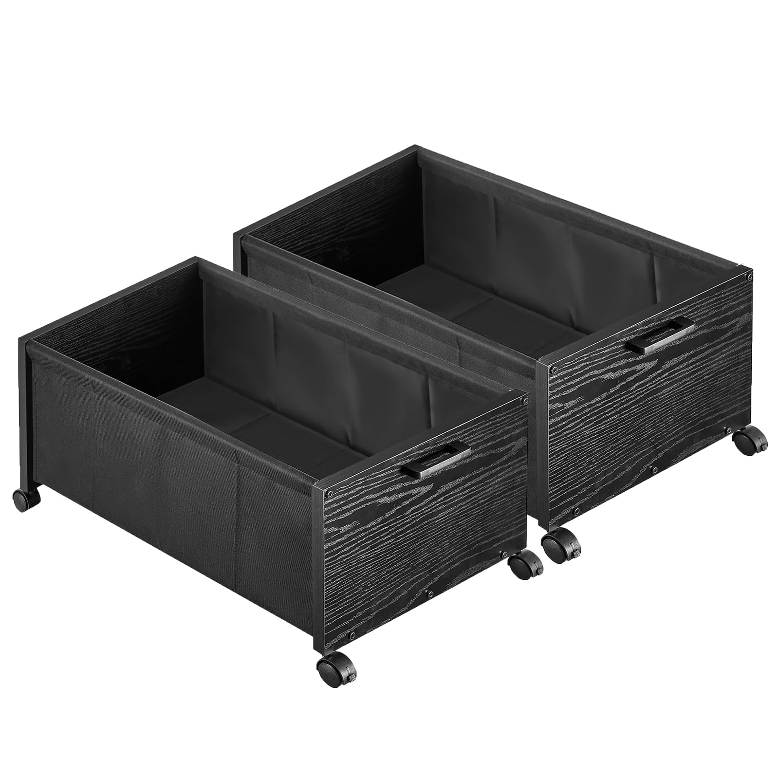 FOUCSSOMEI Under Bed Storage Containers with Wheels, Heavy Duty Under Bed Drawers, Storage Trunks Toy Box 3-in-1, Large Size, Wooden Under Bed Drawers, Metal Frame, Patented Design, 2 Pack