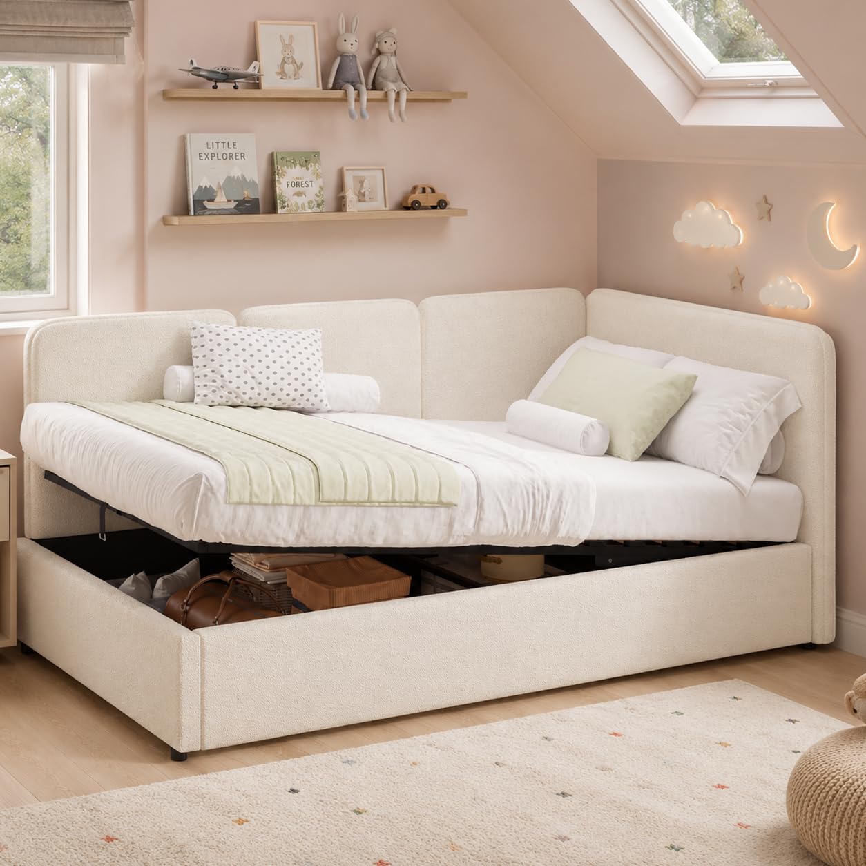 Cama de día 90 x 200 cm Wiuzo intercambiable contra la falta de espacio