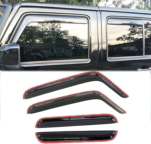 Miniatura 3 de 4 protectores de lluvia para ventana, estilo canal, deflectores de viento laterales duraderos, color humo oscuro, bonitas viseras de ventana