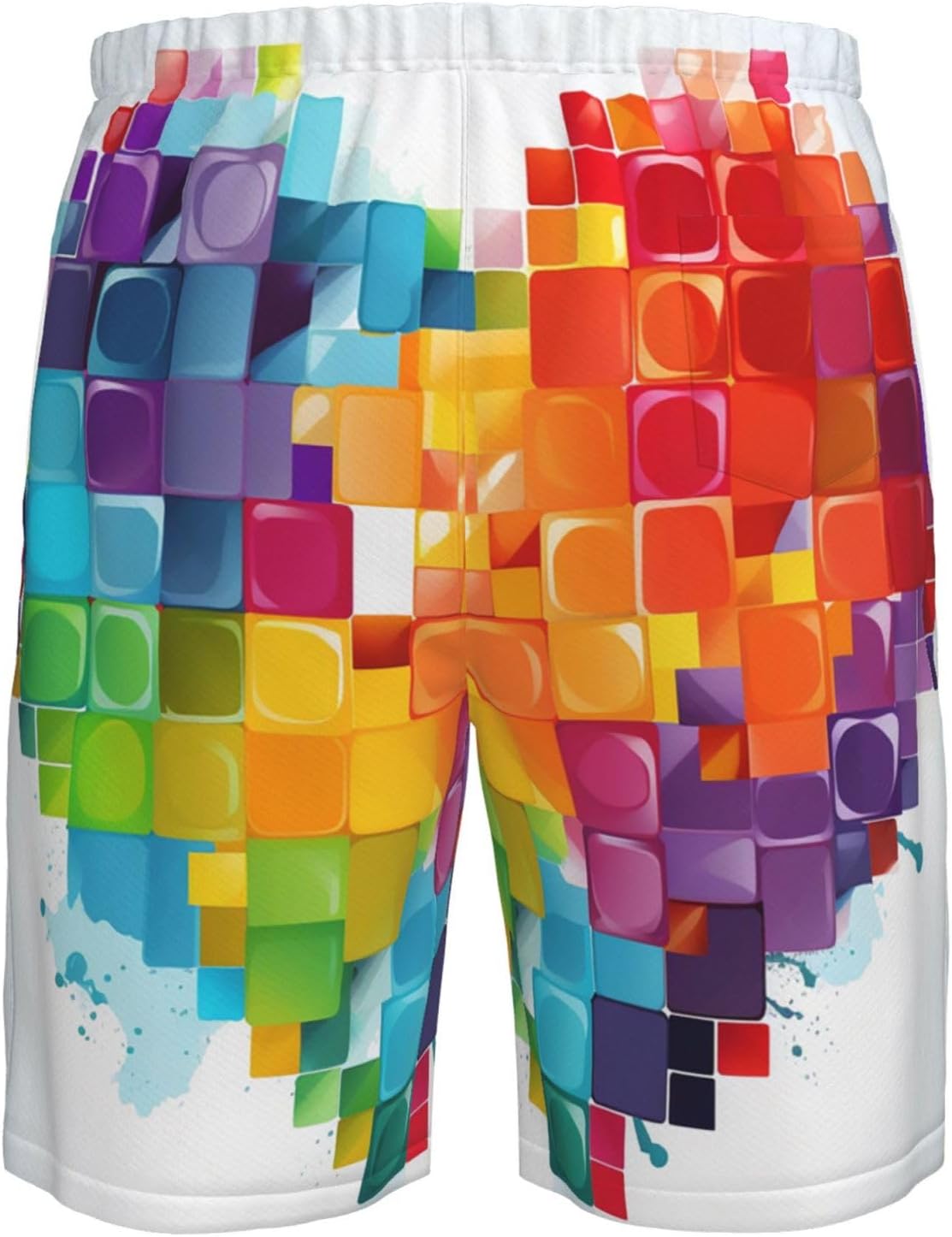 Men's Swim Trunks Quick Dry Beach Shorts Summer Bathing Suit Colorful Heart Valentine Love Swimwear Beachwear with Pockets