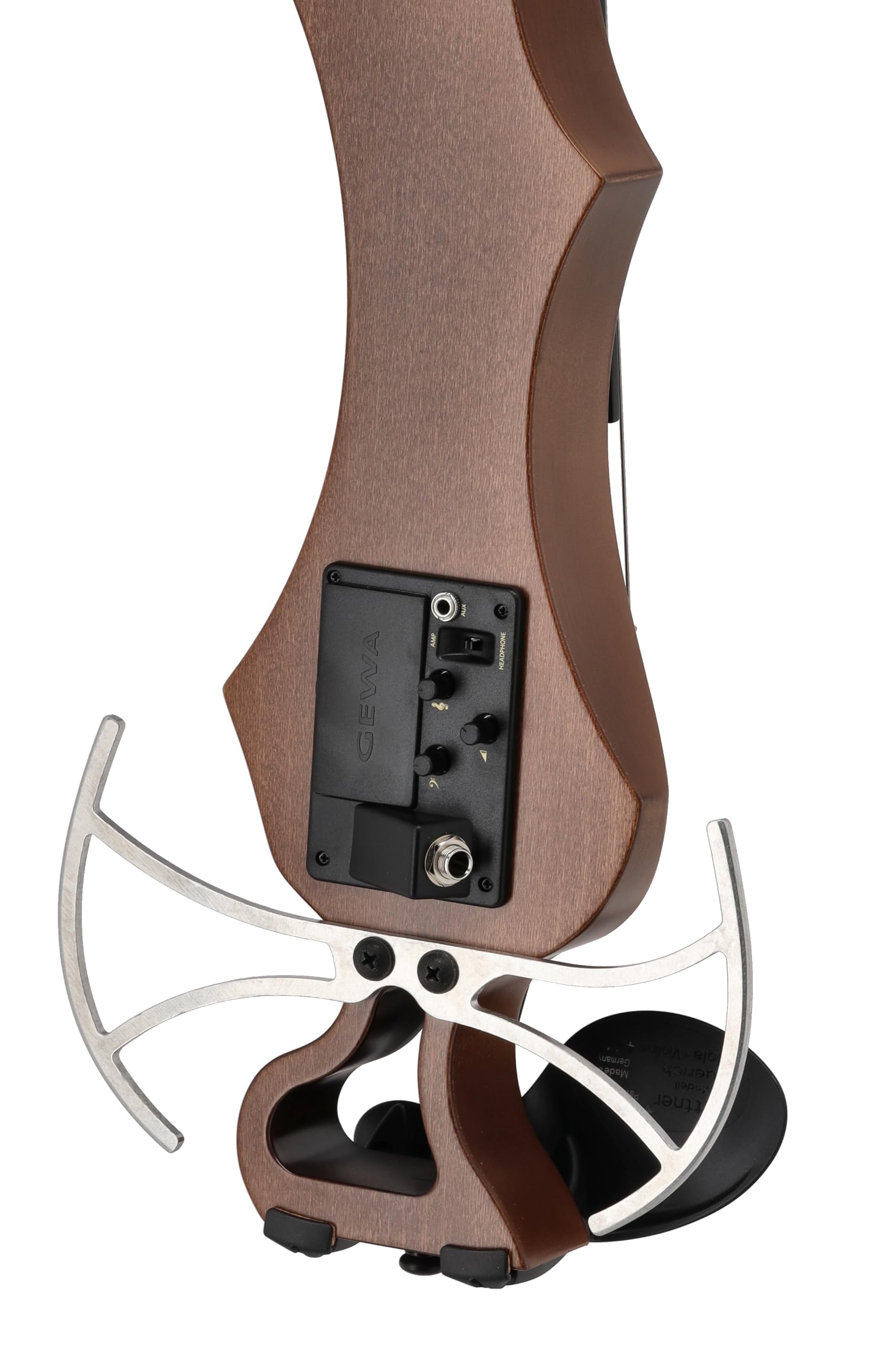 Violino elettrico GEWA, violino elettronico, Novita 3.0 oro-marrone con adattatore per poggiaspalla, 5 corde