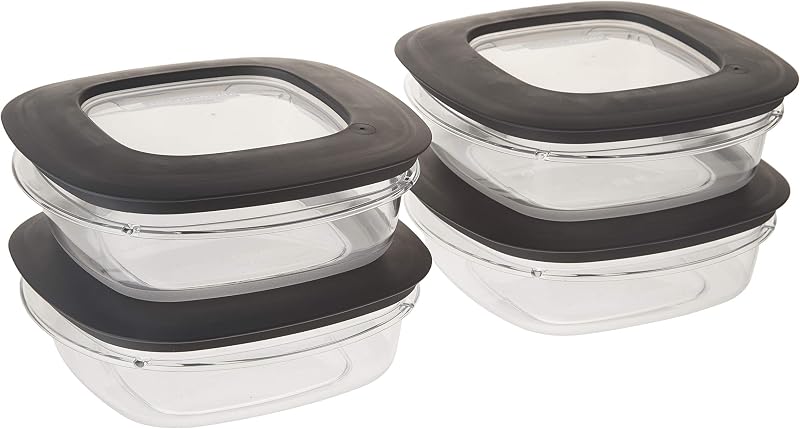 Rubbermaid Premier Contenedor de almacenamiento de alimentos, 3 tazas, gris (paquete de 4)