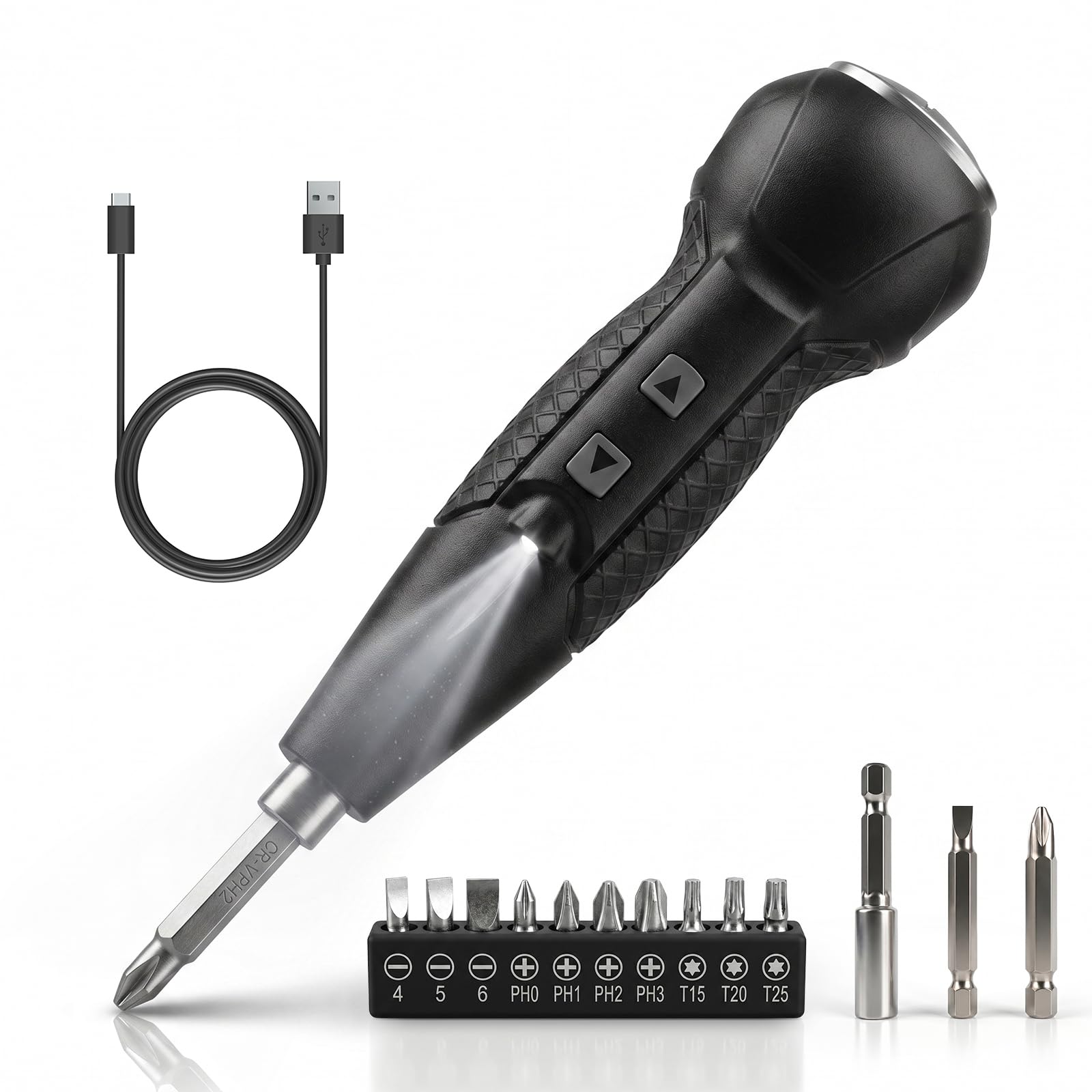 Electric Screwdriver Cordless,12PCS Rechargeable Power Screwdrivers Set, Portable Automatic Home Repair Tool Kit with LED Lights and USB Cable