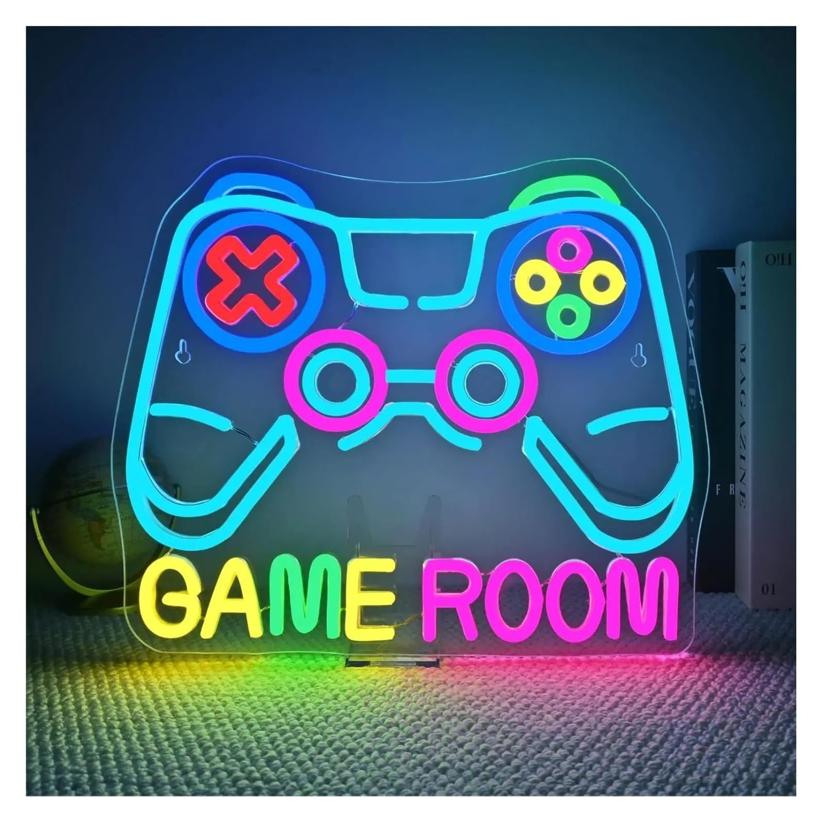 XENITE Hanging Art Neon Signs Game Room Neon Sign Custom USB Dimmable LED Light for Man Cave Bar Club Decor Players Gamer Lover 48X42cm