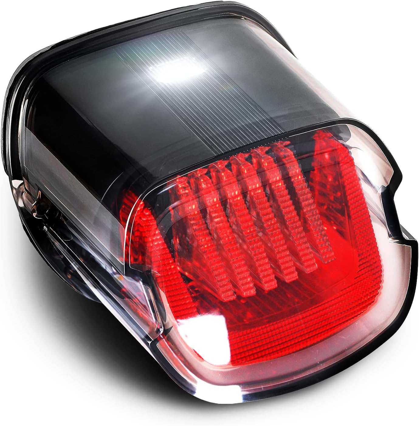 AMONLY LED Tail Light with Brake Turn Signals License Light Taillight Compatible with Harley Sportster Dyna Softail Touring Road Glide Road King Electra, DOT Approved [Hover U Design], Clear Lens