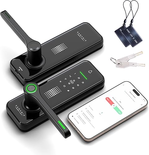 Miniatura 7 de Cerradura de puerta inteligente de huellas dactilares con asa, cerradura de entrada sin llave chapada en oro de alta calidad, teclado digital