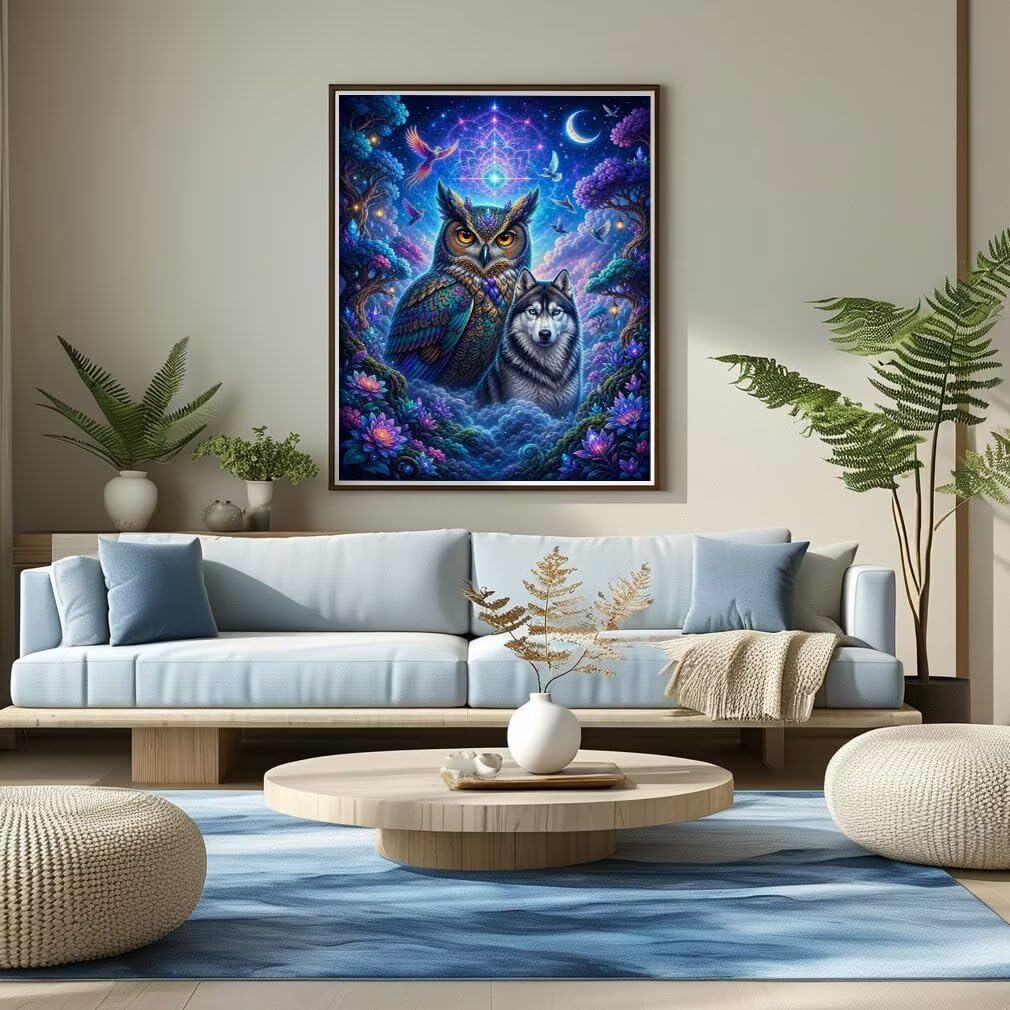 Diamond Painting Búho Kit, Manualidad Creativa y Relajante 80x100cm C8-106
