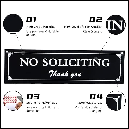 Miniatura 2 de Letrero de no solicitar para casa, fuerte autoadhesivo para el hogar, letrero colgante de no abogados para puerta delantera, material esmerilado de