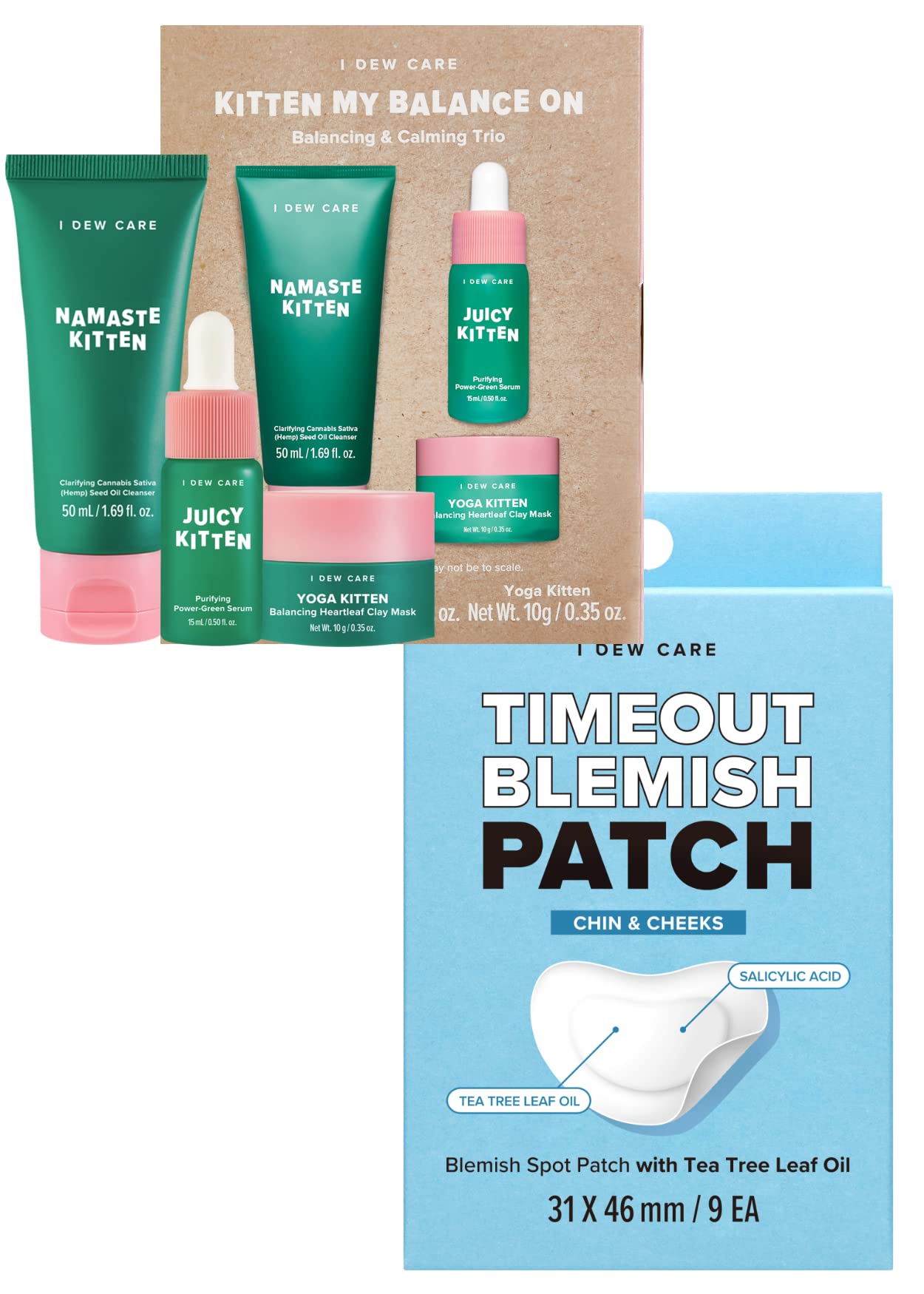 I DEW CARE Hydrocolloid Acne Pimple Patch - Timeout Blemish Chin Cheeks Skin Care Set - Kitten My