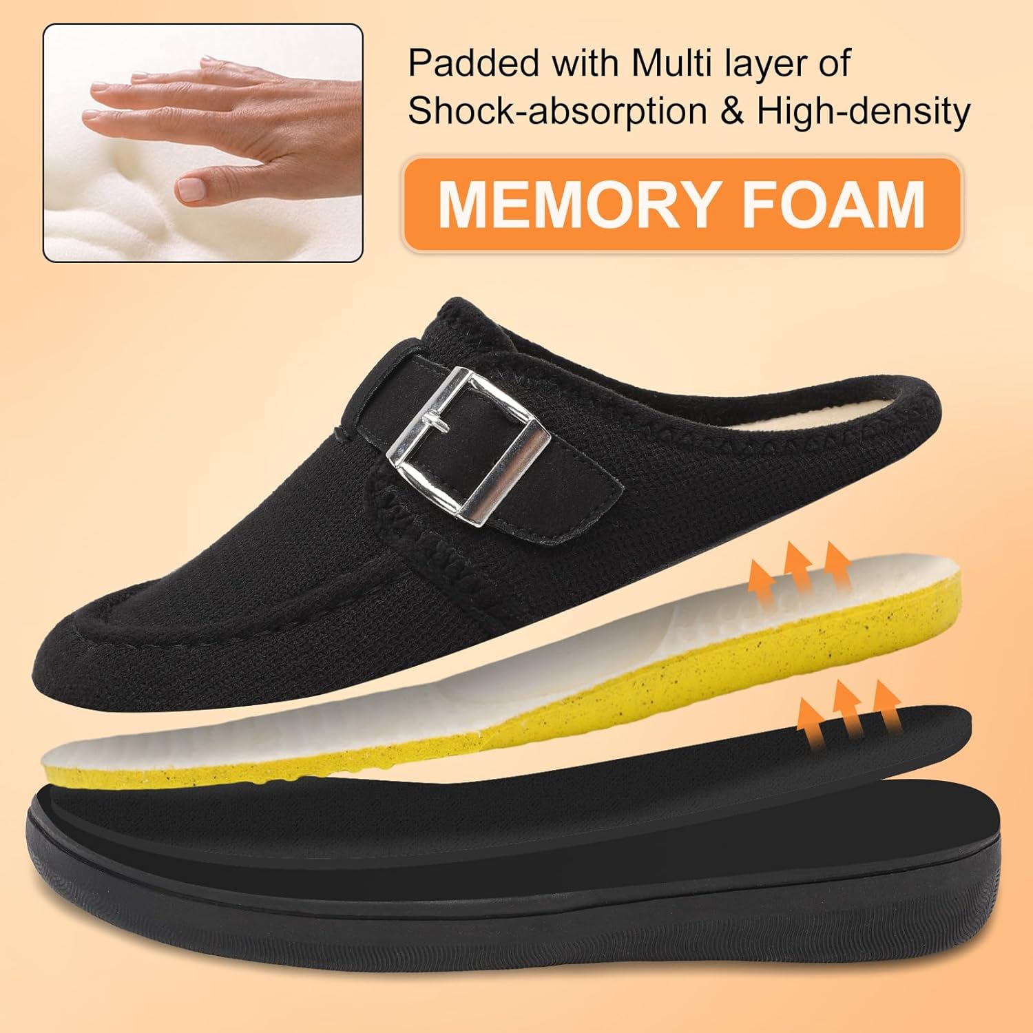 JOINFREE Womens Slippers Wide Slip on Mules Adjustable Diabetic Slipper Warm Memory Foam House Slippers for Edema Swollen Bunions Indoor & Outdoor - Image 7