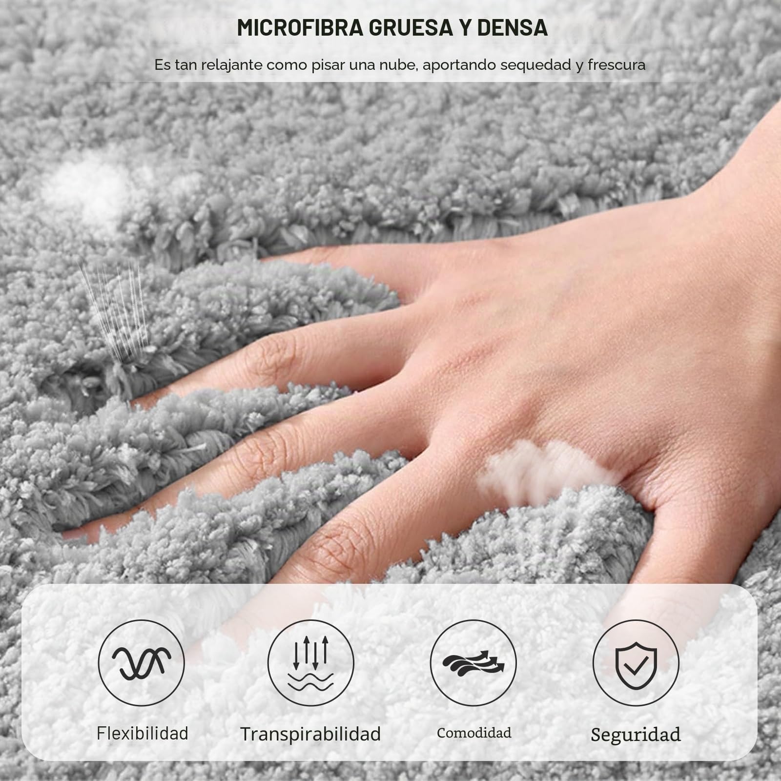 Alfombra de Baño de 40 cm x 60 cm, Antideslizante, Suave y Absorbente de Agua, Microfibra, Gris Oscuro