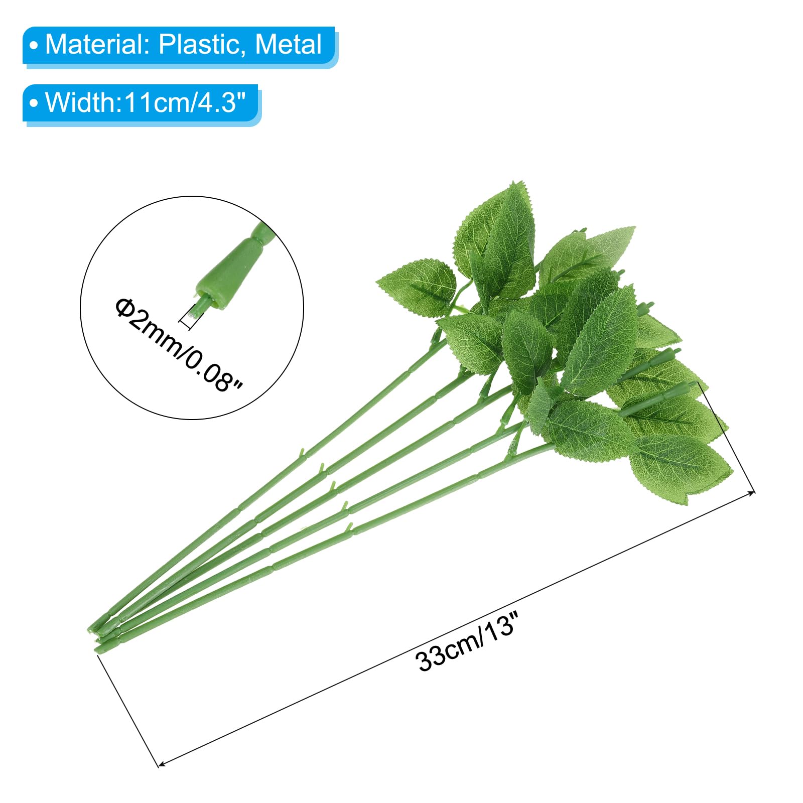 PATIKIL Floral Wire Stem with Leaves - Image 2