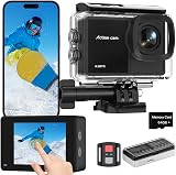 TIMNUT Action Cam 4K 60FPS Touchscreen, Fotocamera Subacquea 40M WiFi 48MP EIS Stabilizzata, Telecamera Sportiva con Zoom 8X, Telecomando 2.4G, 2 Batterie per Moto Ciclismo - 1