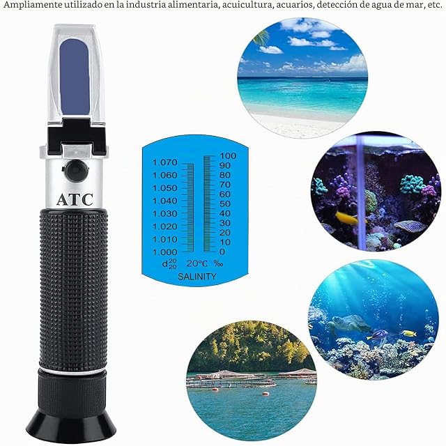 Foto 6 de 7 de Refractómetro de salinidad,Probador de Agua Salada portátil con compensación automática…