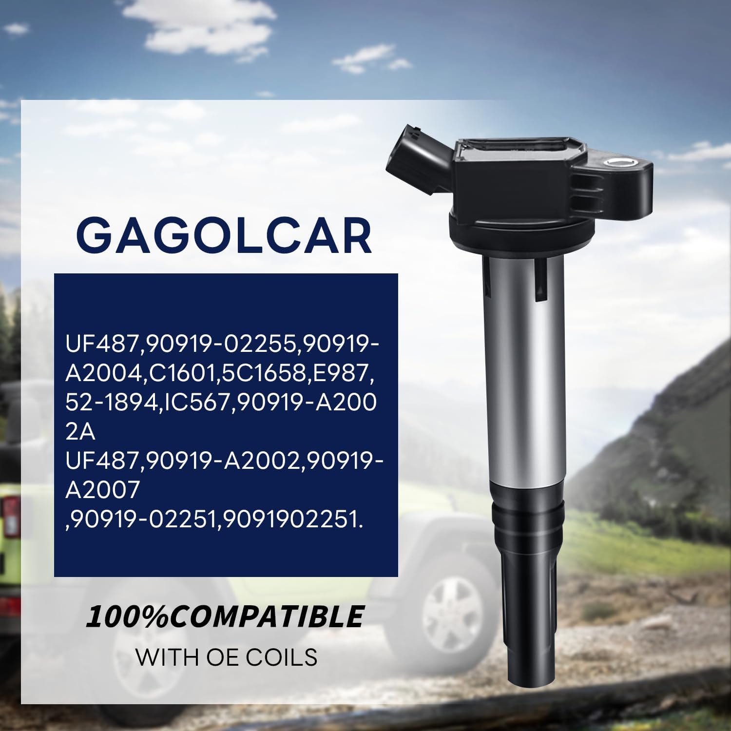 Set of 6 Ignition Coils Pack UF487 C1601 Compatible with Lexus Toyota Lotus ES350 RX350 RX450h Avalon Camry Highlander RAV4 Sienna Venza Evora V6 3.5L For 90919-02255 90919-A2004