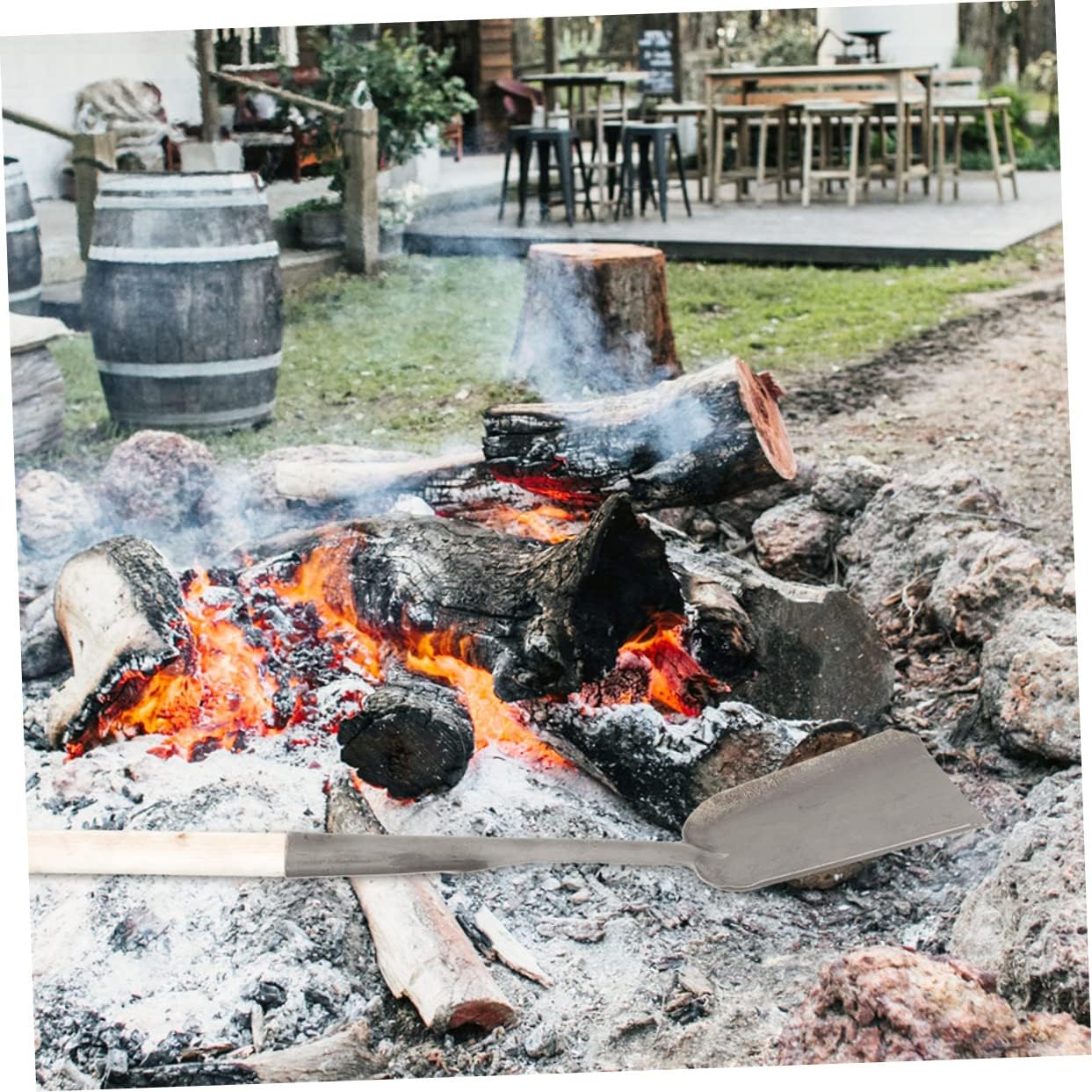 Long Handle Coal Shovel Set 2pcs Fireplace Cleaning Shovel Heavy Duty Steel for Outdoor Fire Pit and BBQ