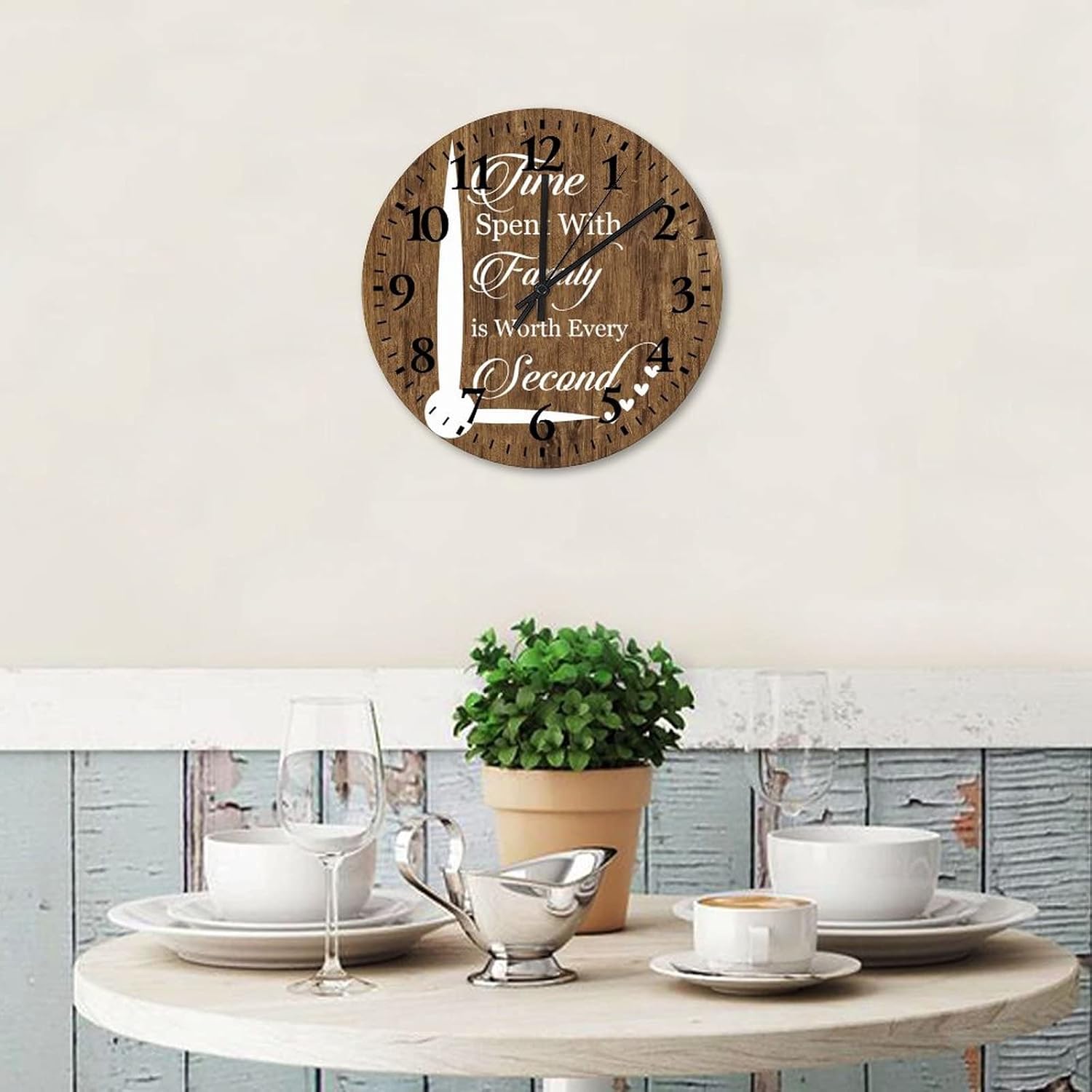 Time Spent with Family is Worth Every Second Wall Clock 12 Inch, Family Living Room Kitchen Dining Bedroom Clocks for Living Room Decor Silent Non-Ticking Battery Operated Round Clock for Living Room