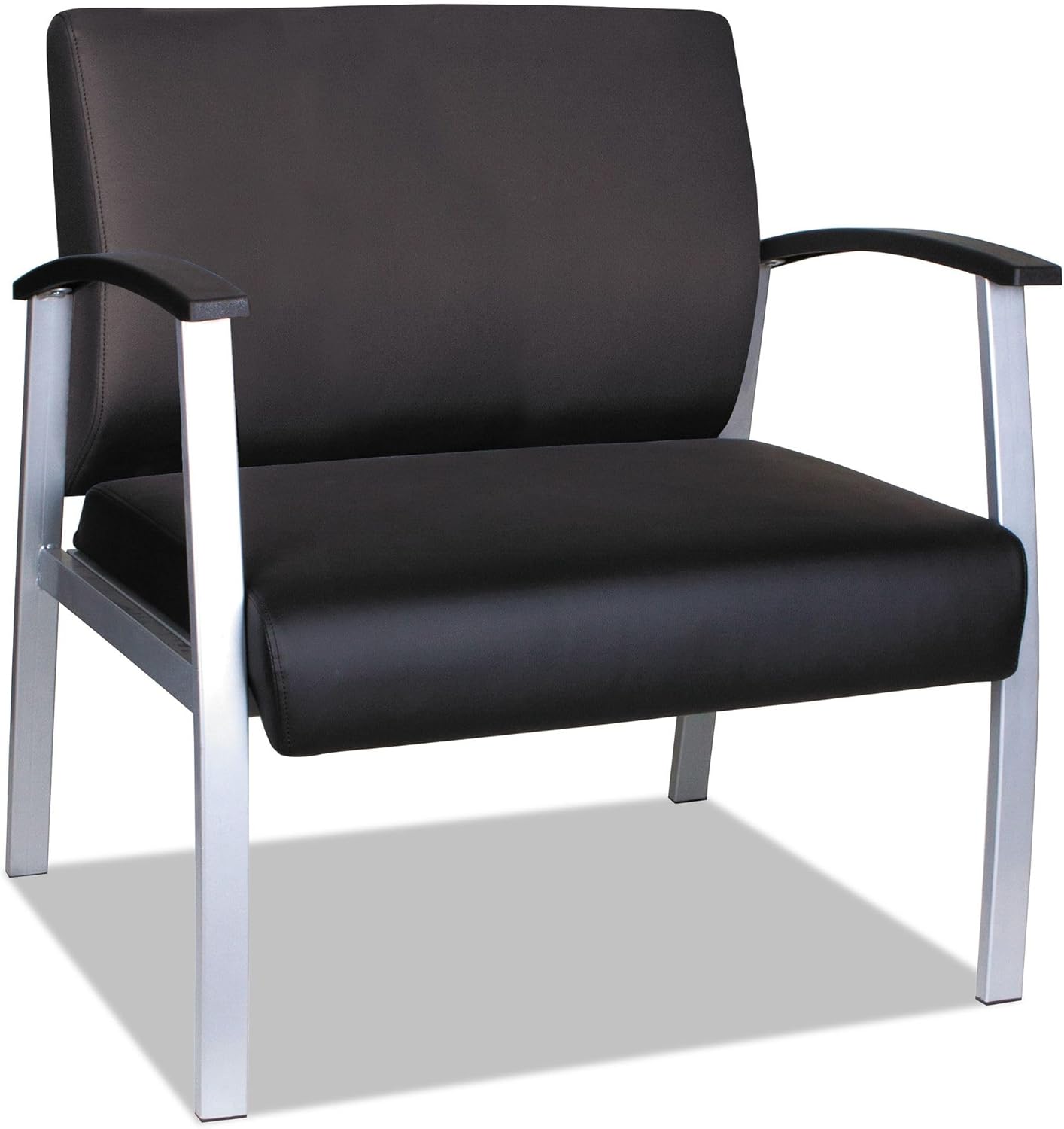 Alera metalounge Series bariatric Guest Chair, 30.51" x 26.96" x 33.46", Black seat, Black Back, Silver Base