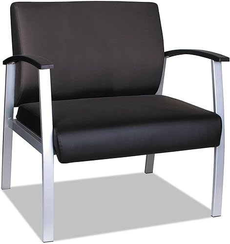 Alera Alera metalounge Series silla bariátrica para invitados, 30.51 x 26.96 x 33.46 pulgadas, asiento negro, respaldo negro, base plateada
