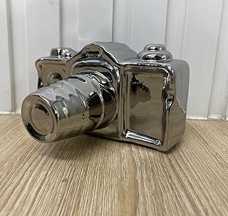 Artgenius Modern Camera Statue and Sculpture Home Accents,Ceramic Decorative Object for Table,Shelf,Living Room,Bedroom Decor (Sliver)
