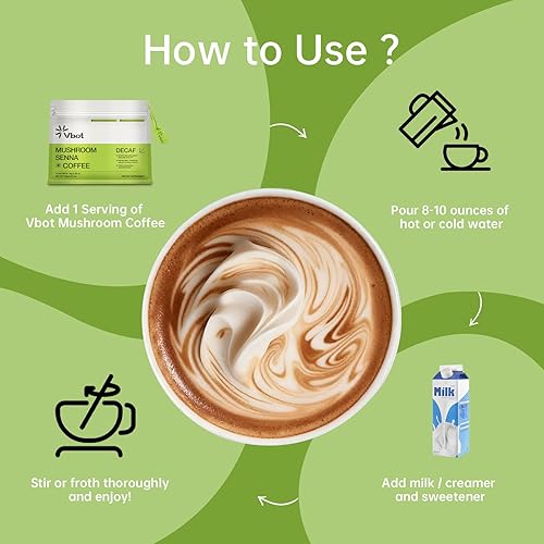 Miniatura 8 de Vbot Café orgánico de hongos, café arábica prémium con melena de león, chaga, reishi, café instantáneo que apoya la concentración, la energía, la